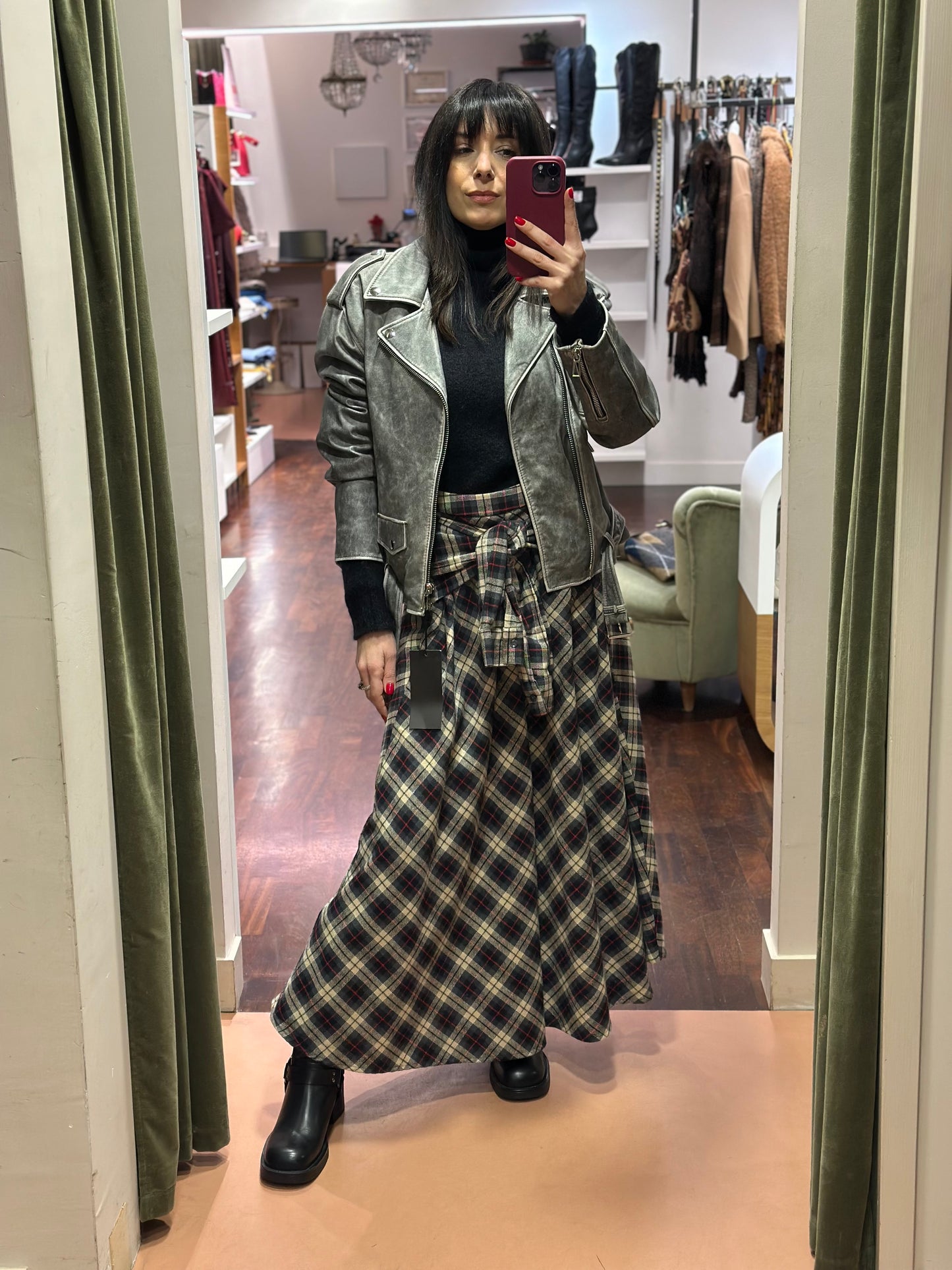 Chiodo in vera pelle Grigio effetto vintage