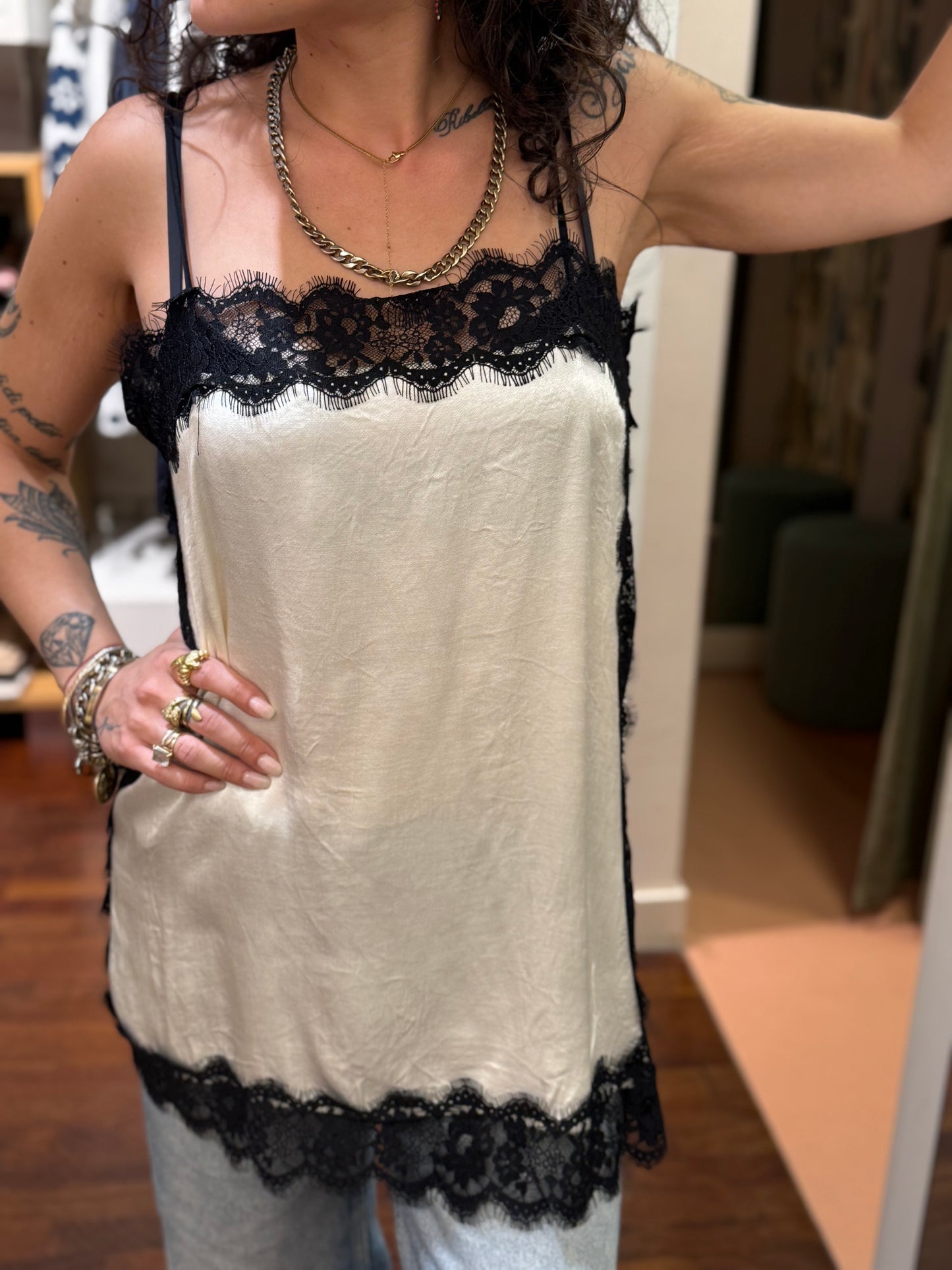 Top lingerie e pizzo PANNA