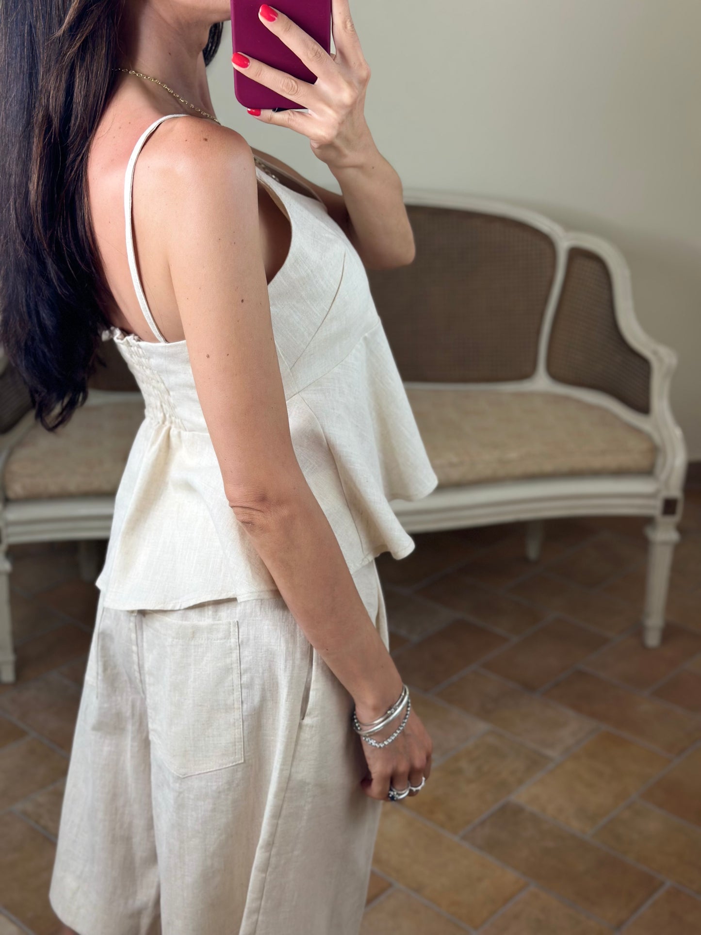 Tensione In Top con balza SABBIA