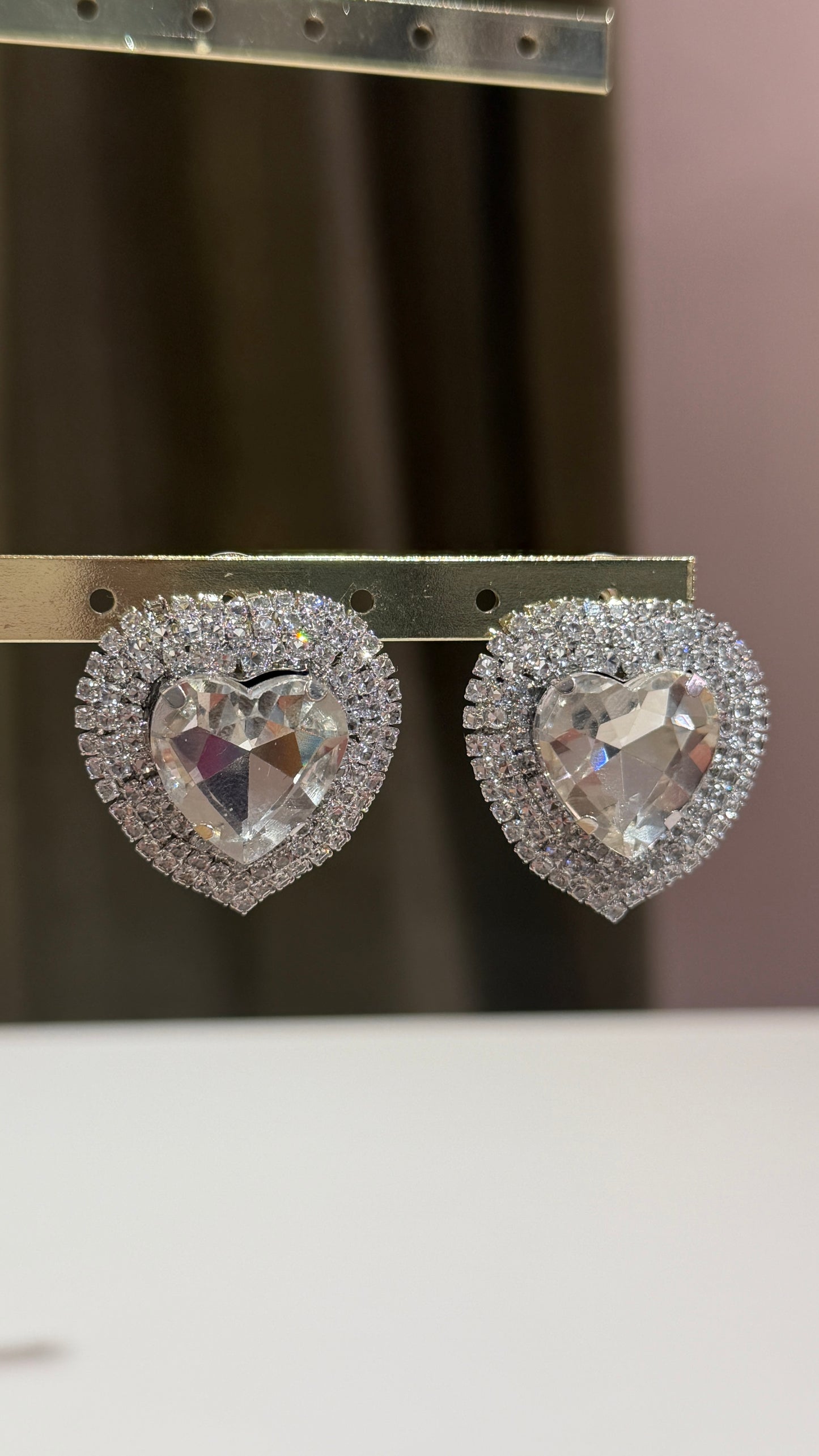 Orecchini cuori strass