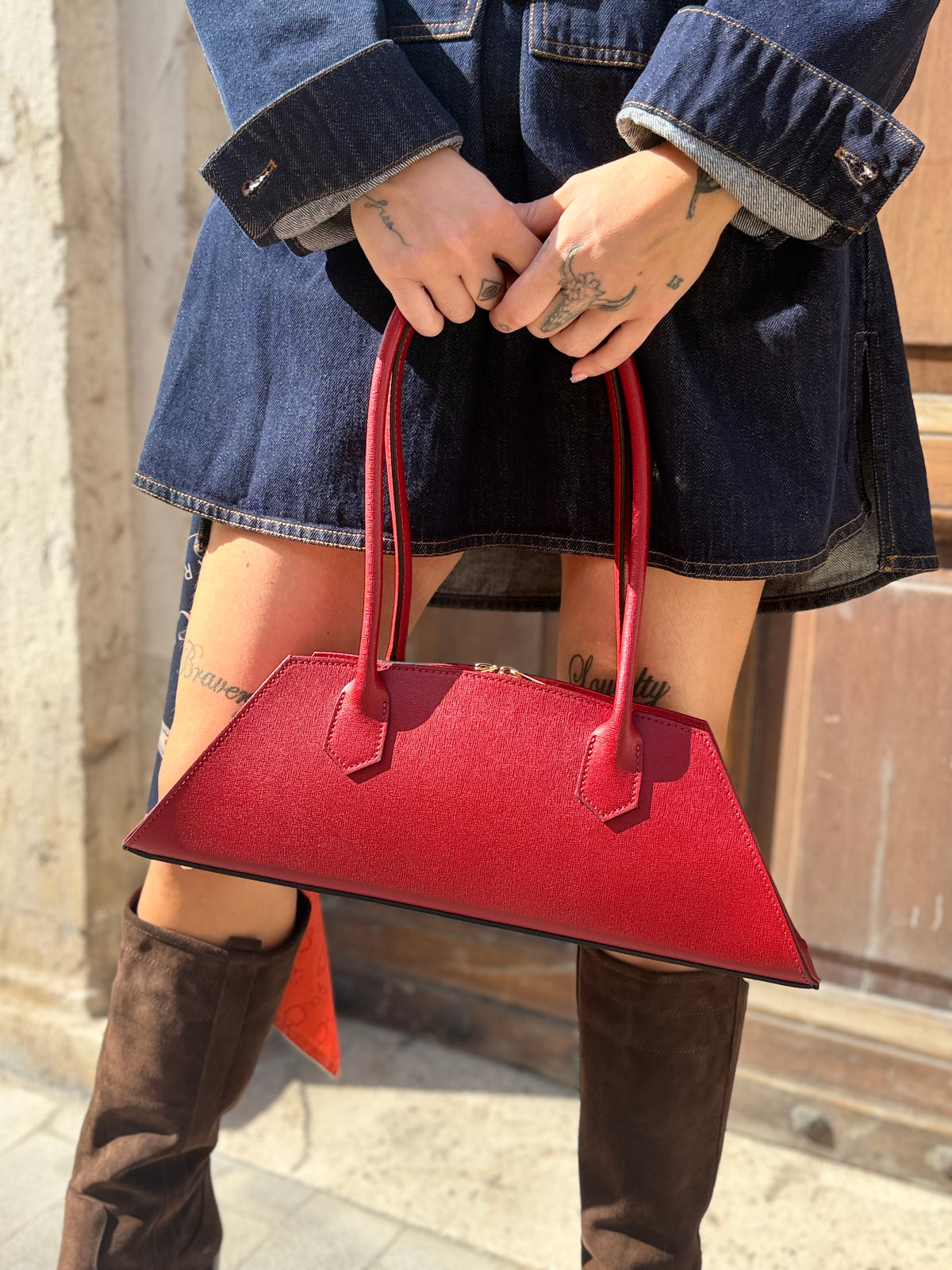 Bauletto CANDY in pelle ROSSO/BLU/NERO
