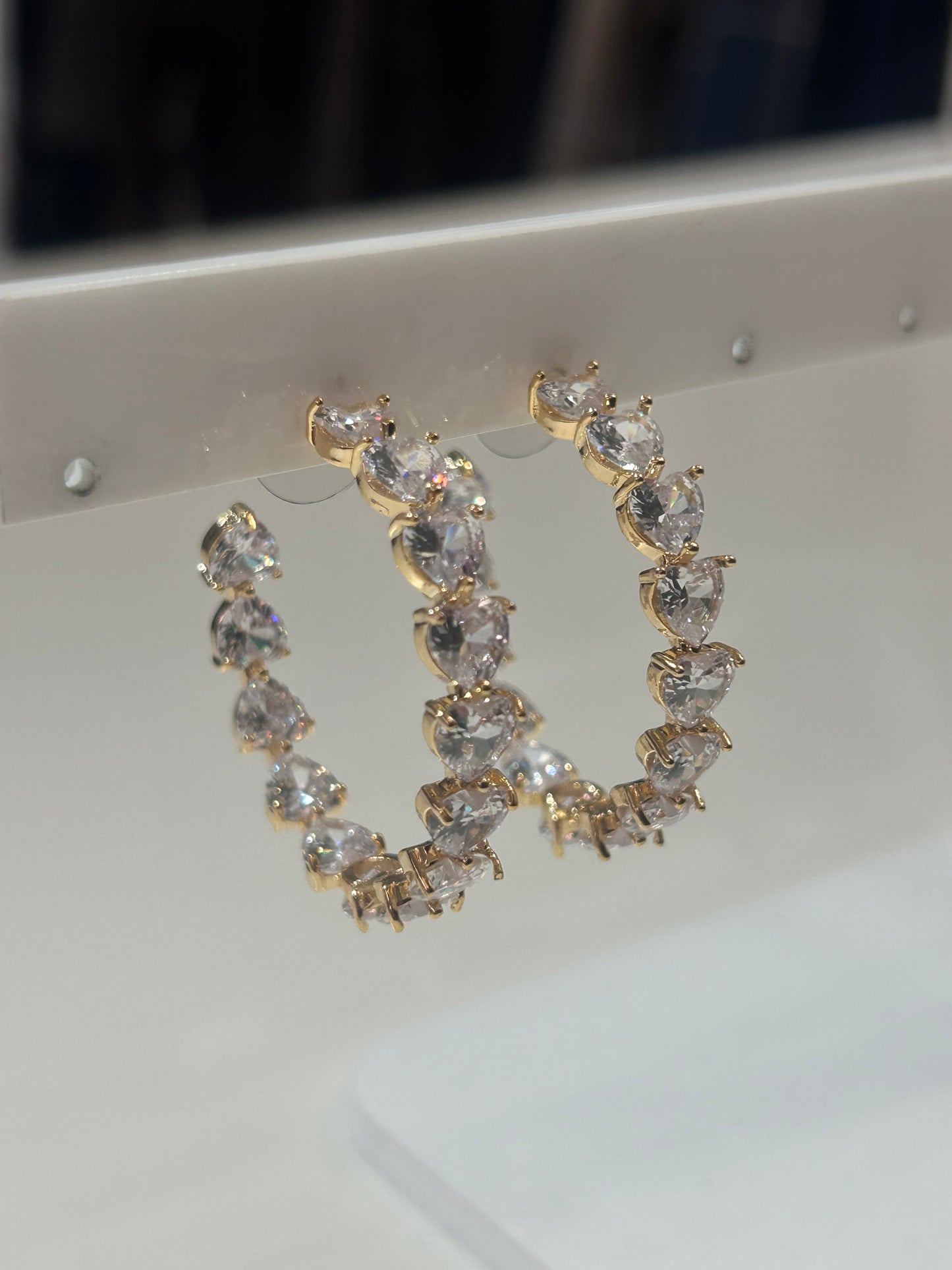 Orecchini semicerchi ORO con strass cuori