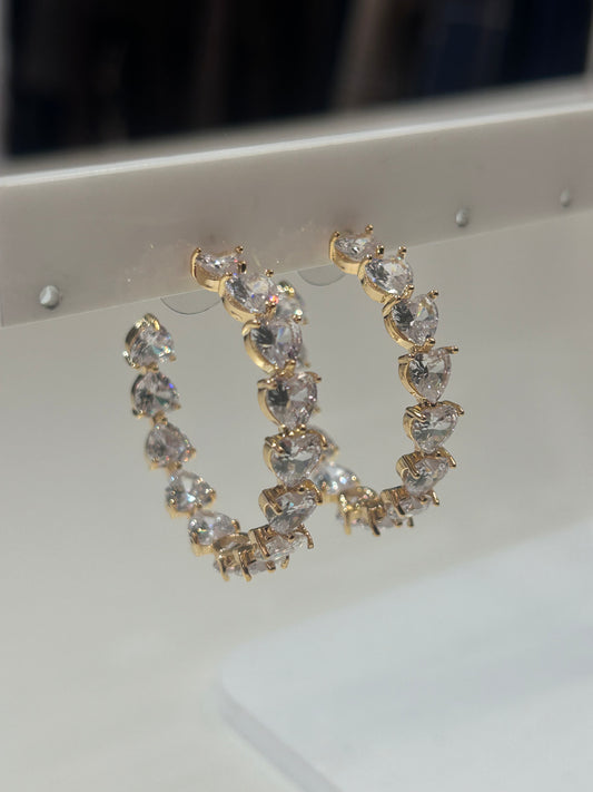 Orecchini semicerchi ORO con strass cuori