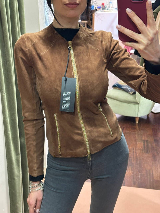 Giubbino in camoscio TABACCO