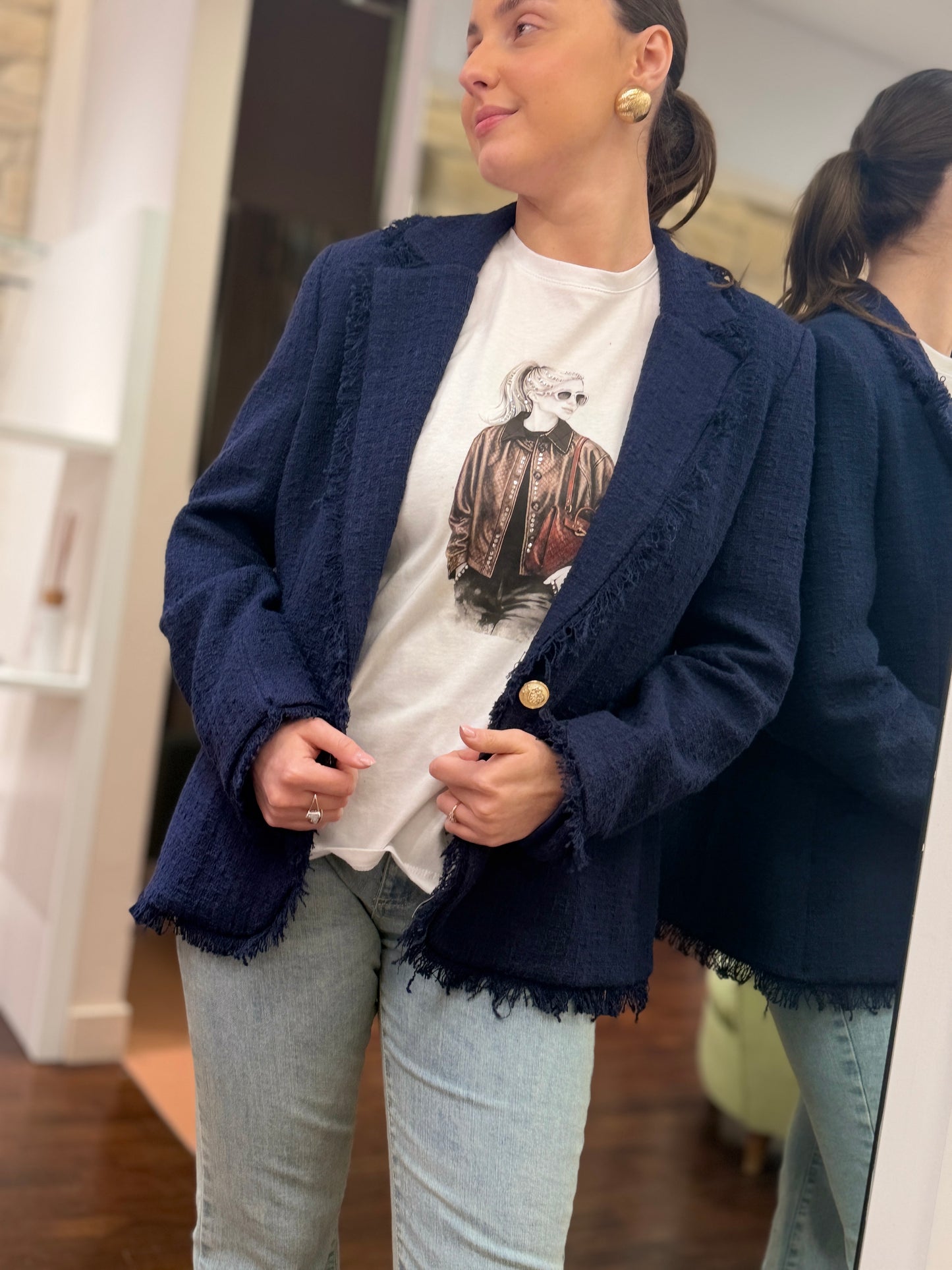 Tensione in Giacca Bouclè BLU