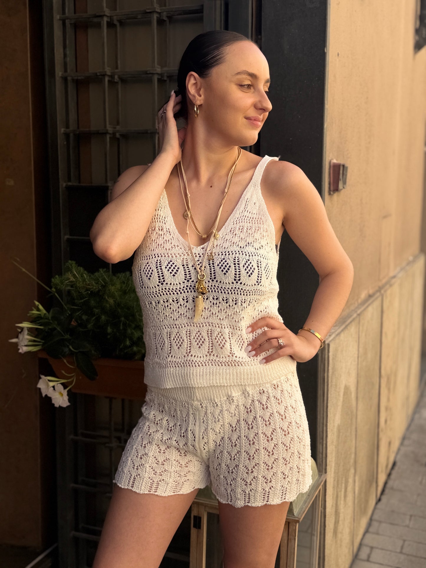Coordinato crochet Fango/NERO/GESSO