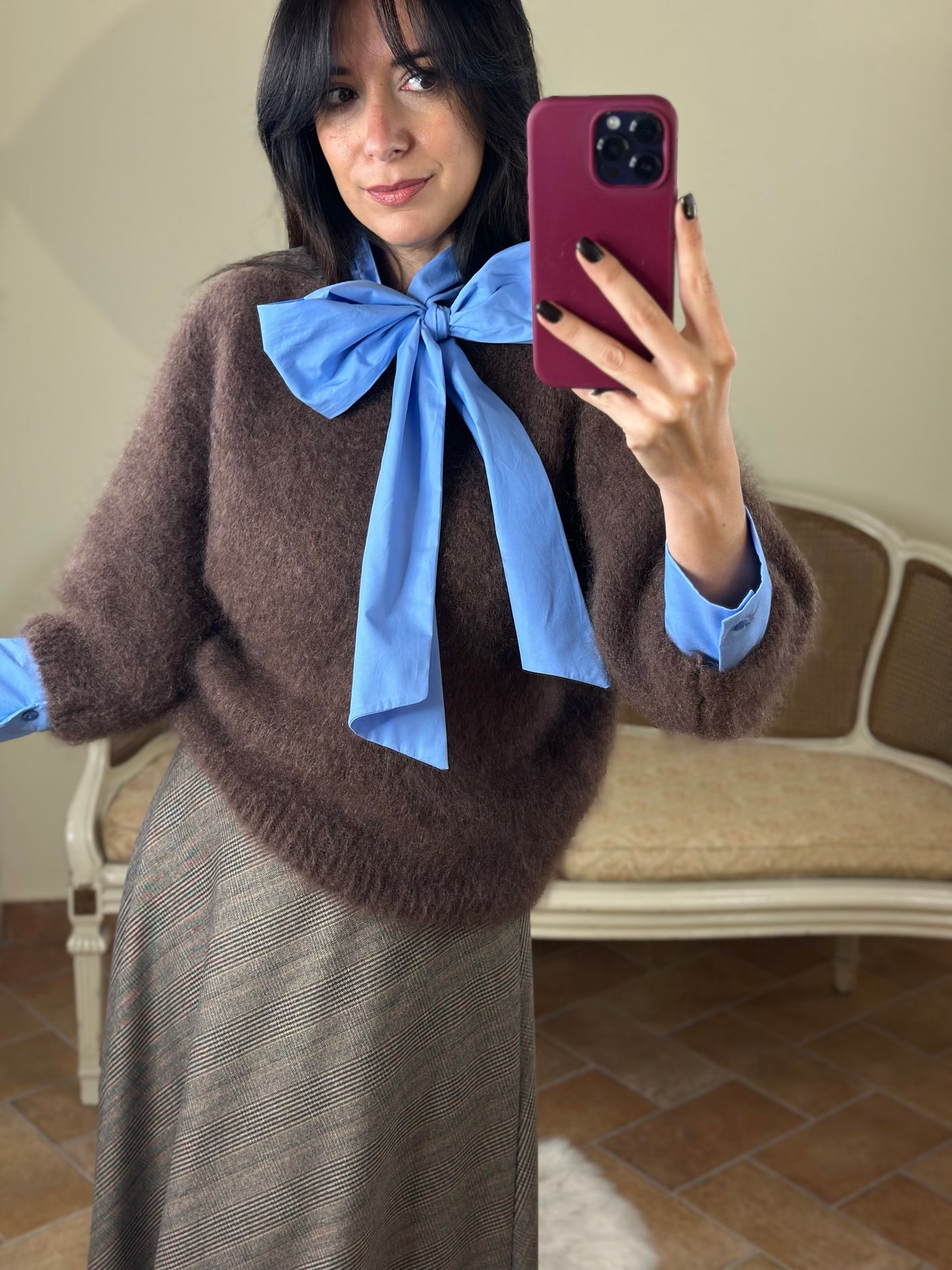 Maglia in super kid Mohair CIOCCOLATO