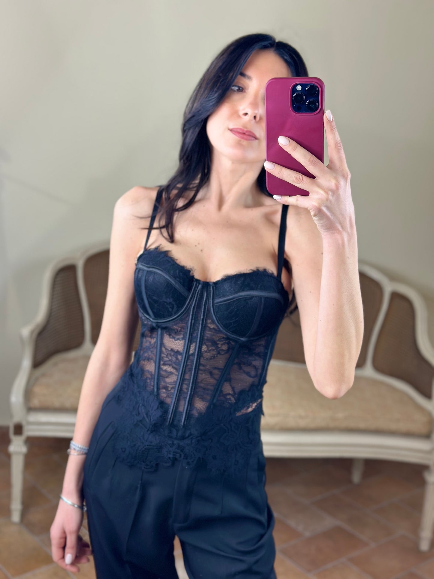 Bustino LIMA in pizzo NERO