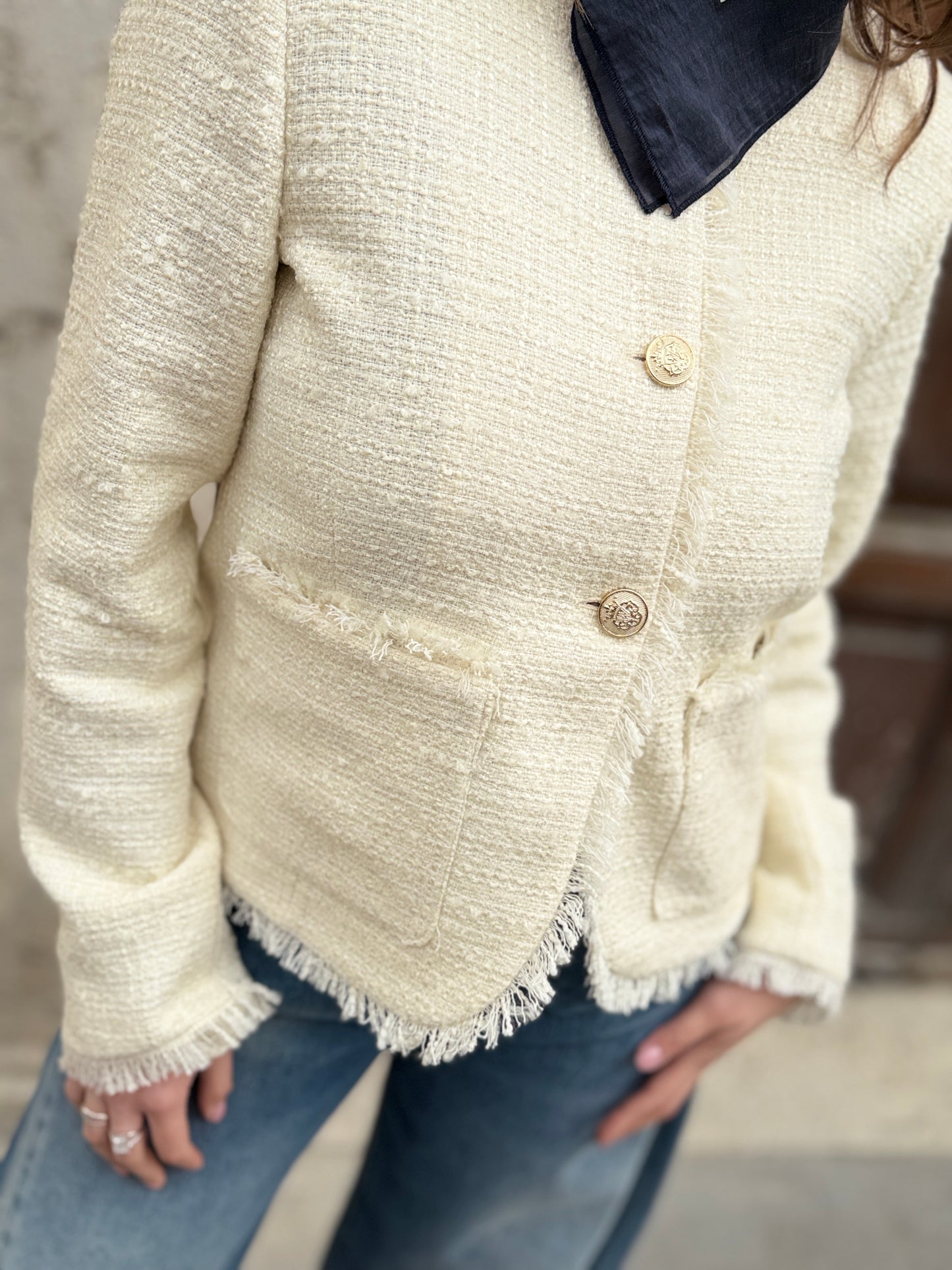 Tensione in Giacca in tweed PANNA con bandana