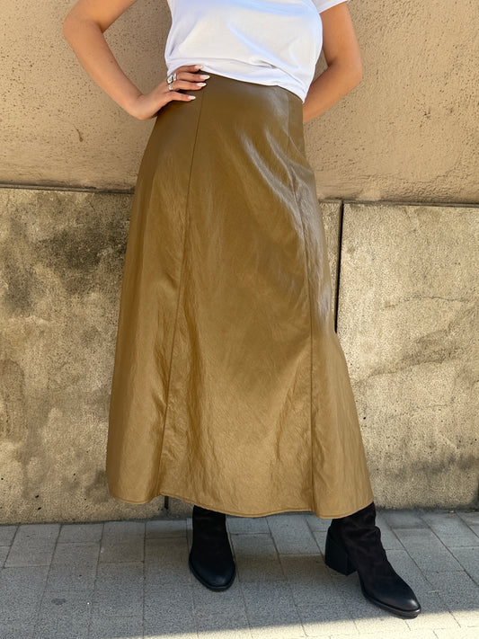 Gonna in ecopelle MILITARE
