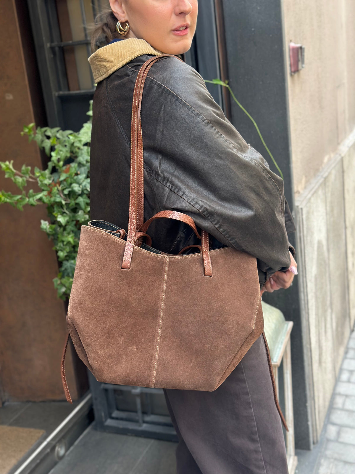 Borsa in camoscio cioccolato