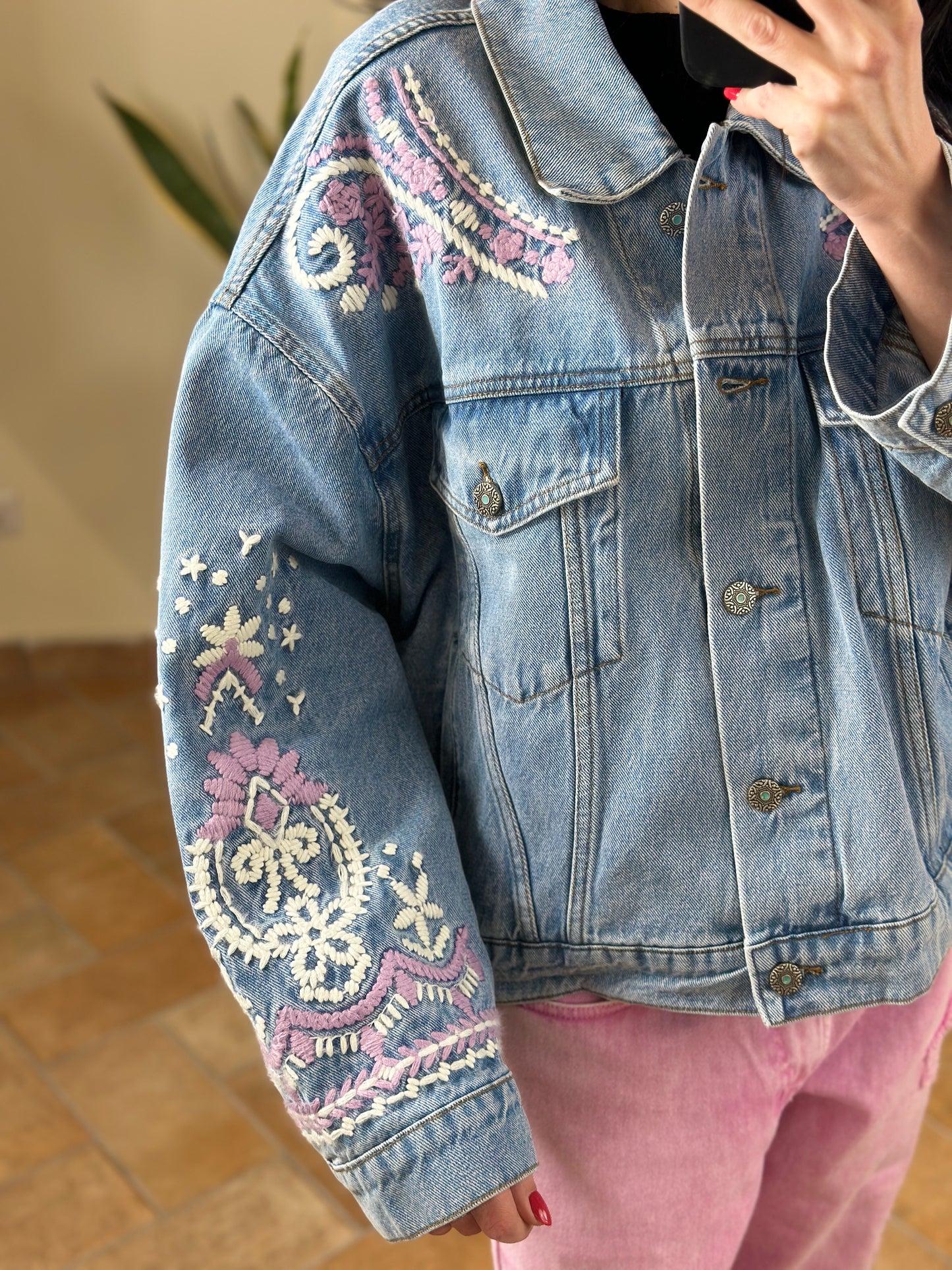 SINCE'RE PARIS embroidered cropped denim jacket