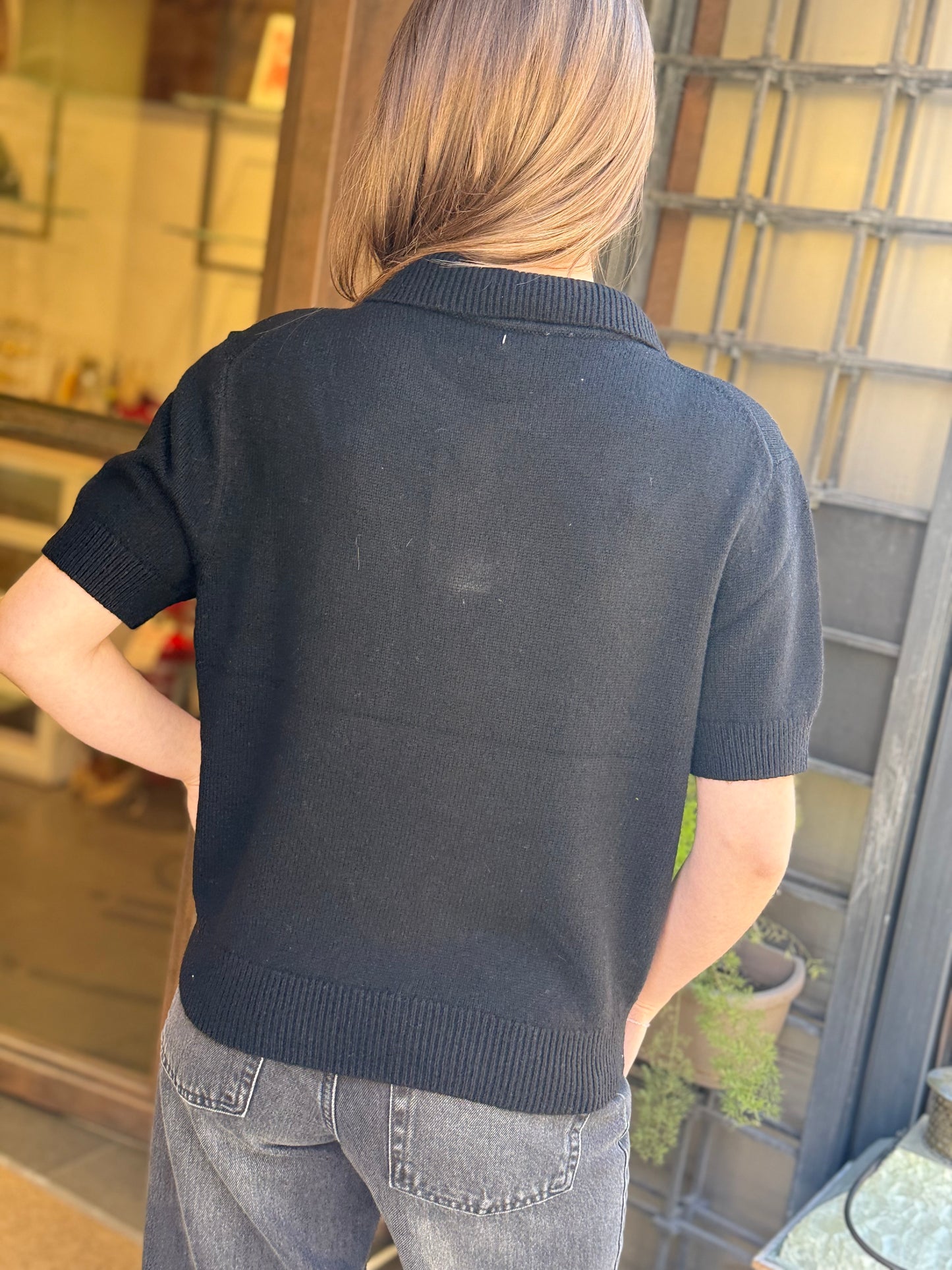 Polo NIMA Bottoni gioiello NERO