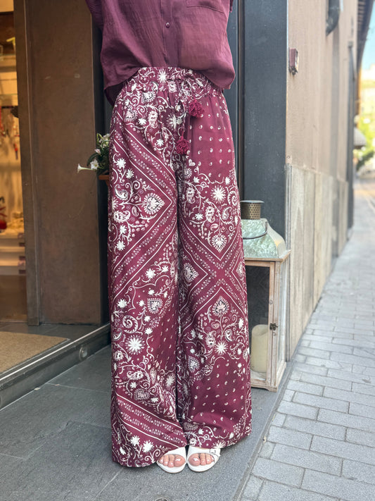 Tensione in Pantalone fantasia VINO