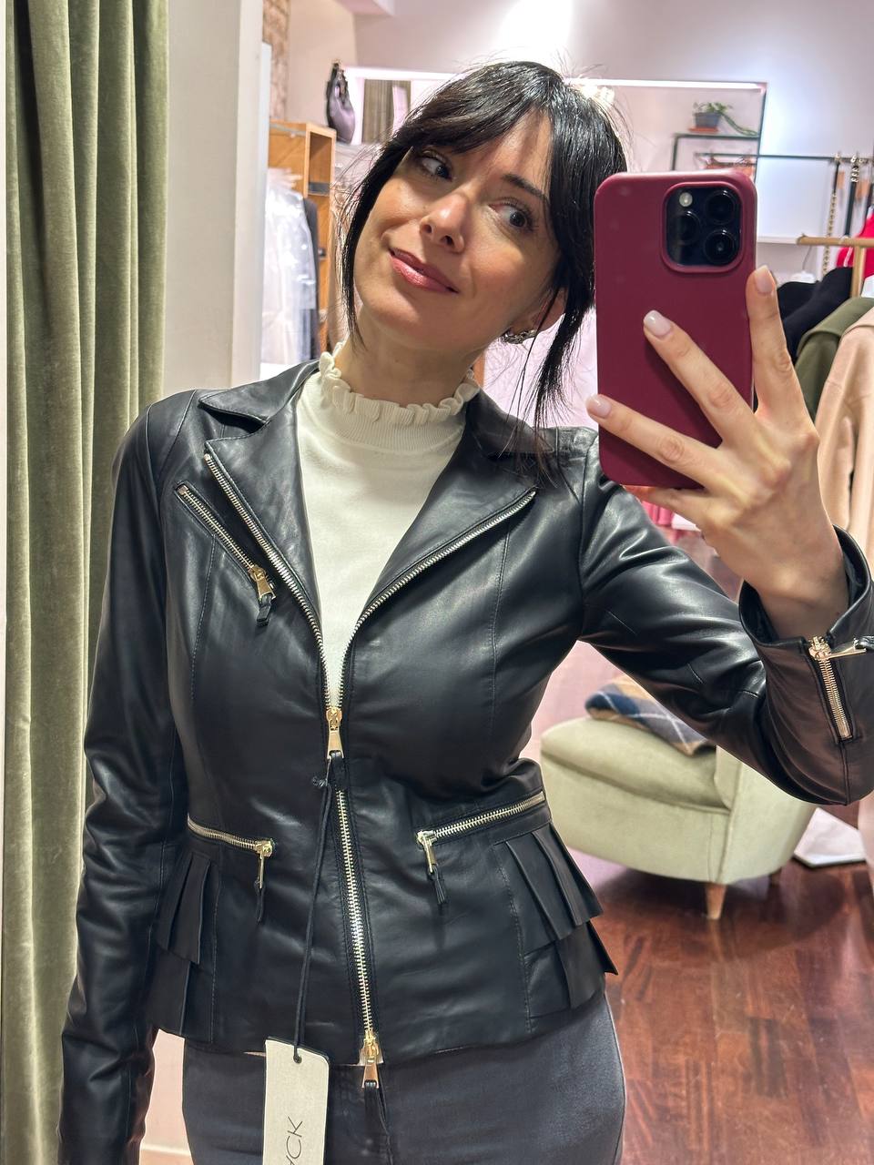 Giubbino in vera pelle Nero