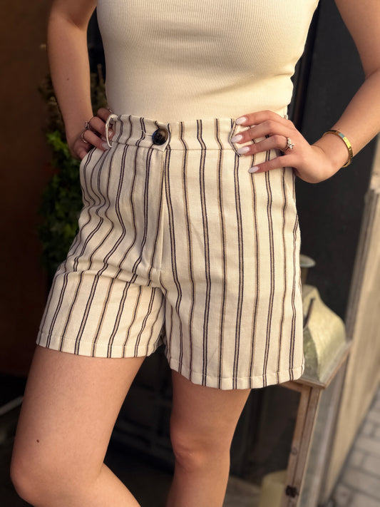 Shorts a righe in lino Burro