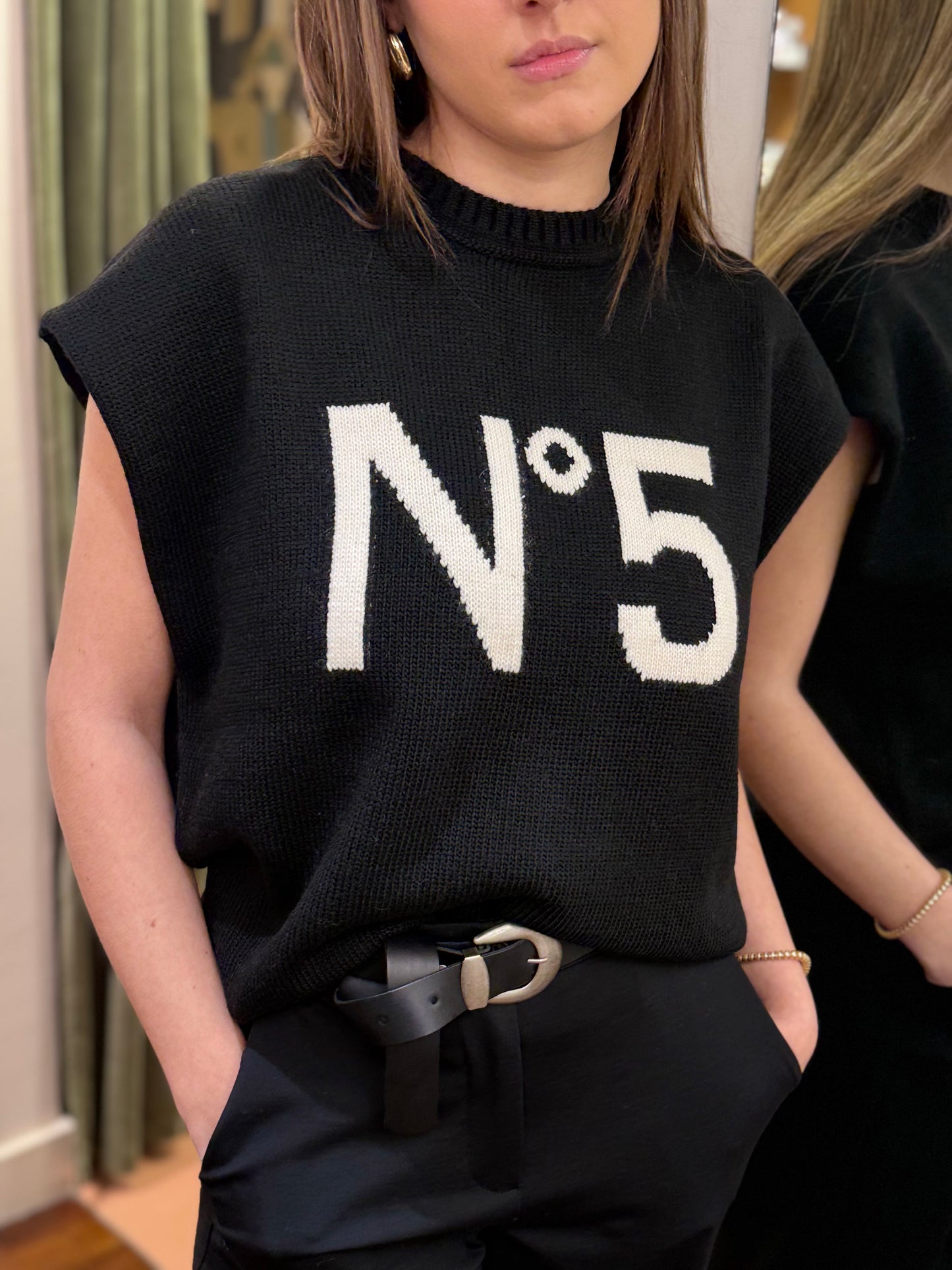 Tensione In Maglia gilet N°5 NERO/PANNA