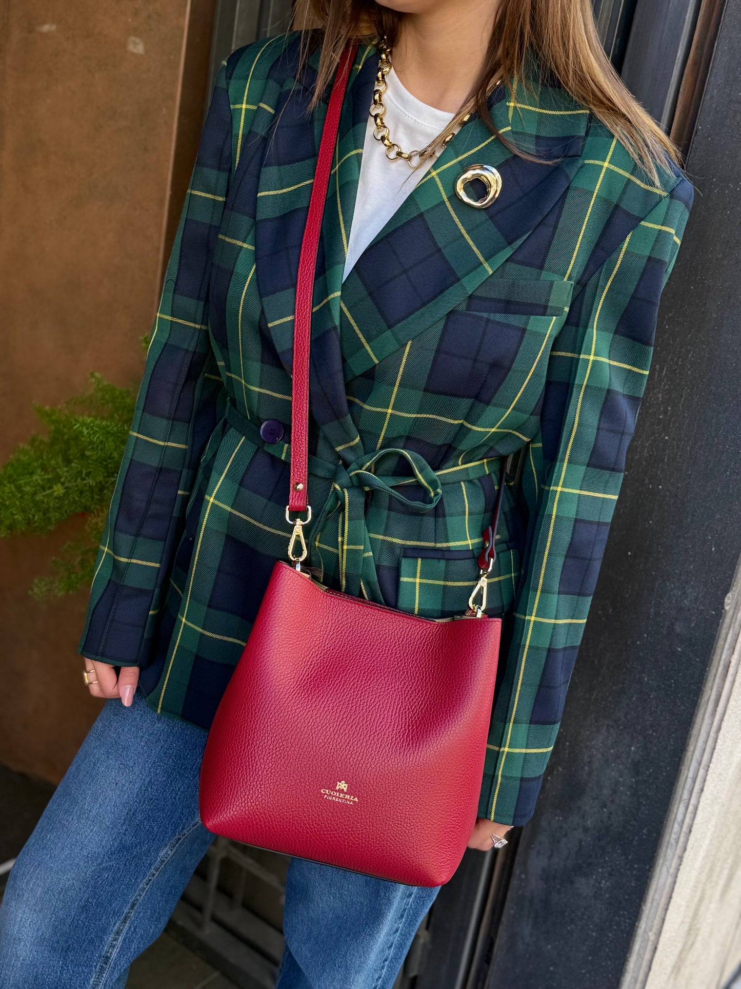 Cuoieria Fiorentina CANDY small bucket CHERRY