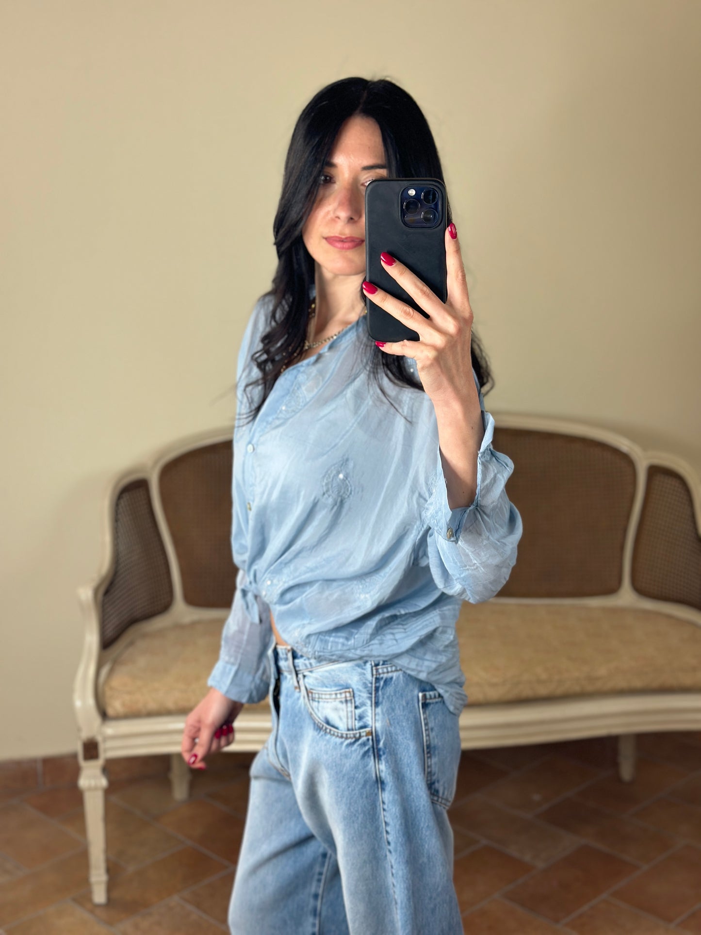 Motel camicia con ricami jeans