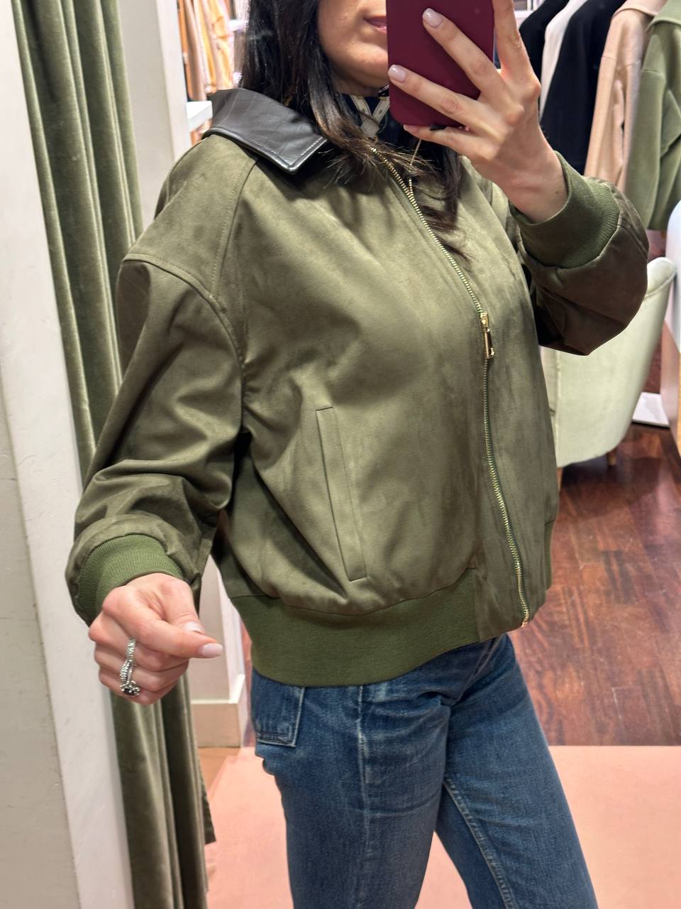 Tensione in Bomber in Ecocamoscio Militare