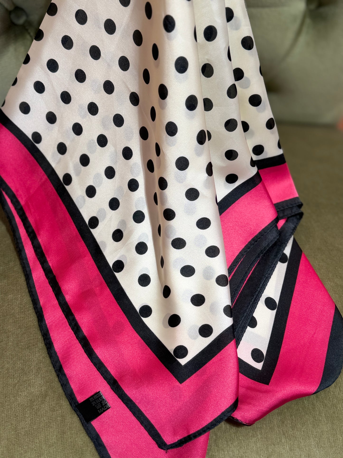 Foulard stampa pois BIANCO/FUCSIA