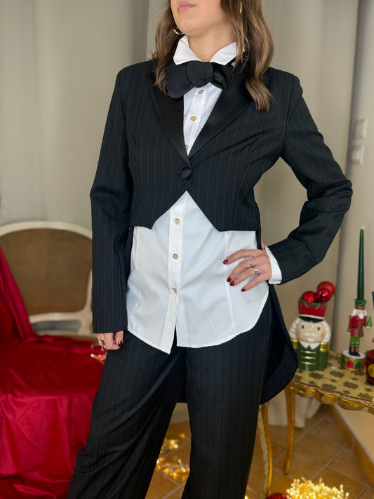 Tensione In Giacca frac gessata NERO