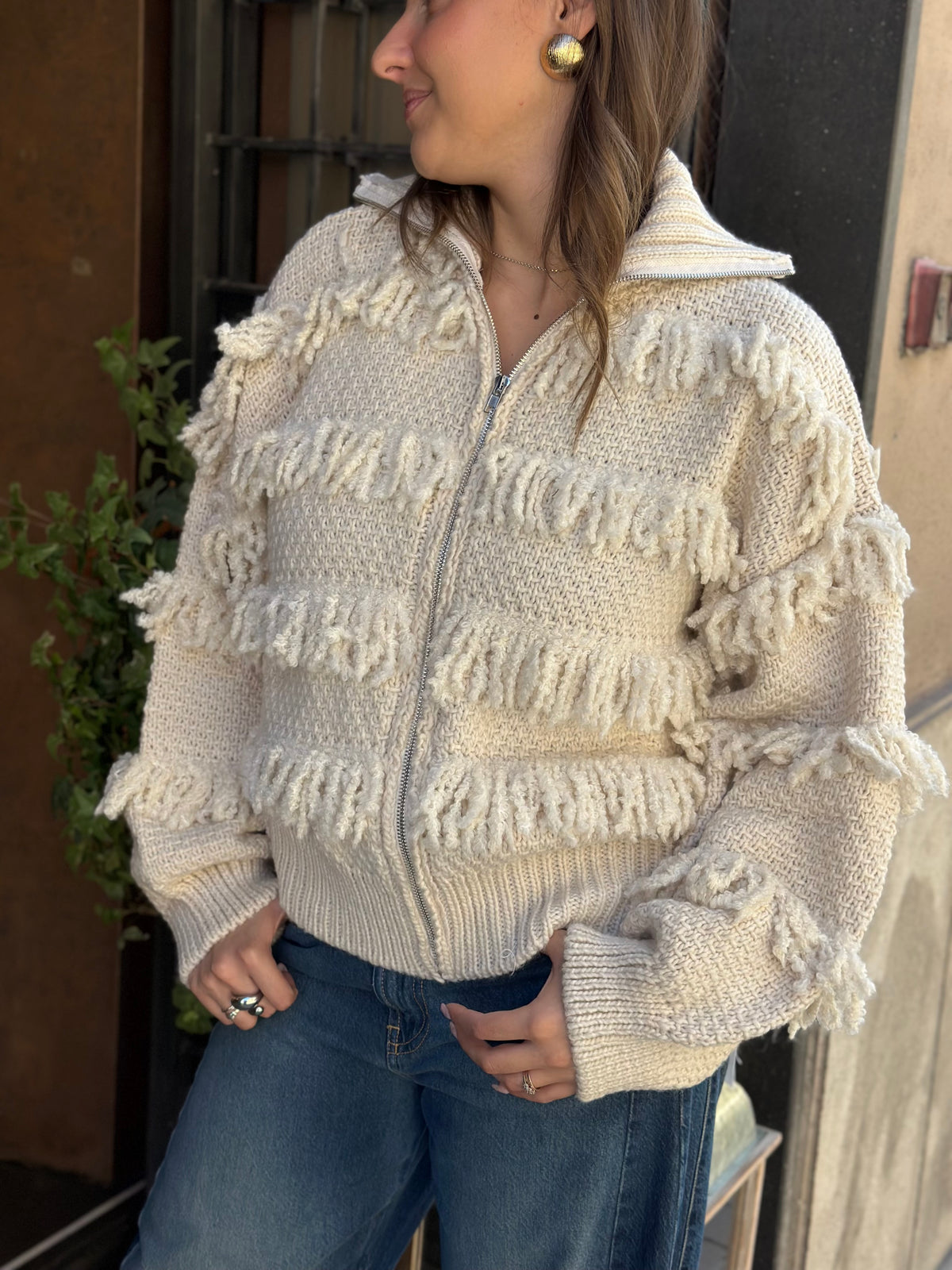 Haveone Cardigan Frangette BURRO e MORO