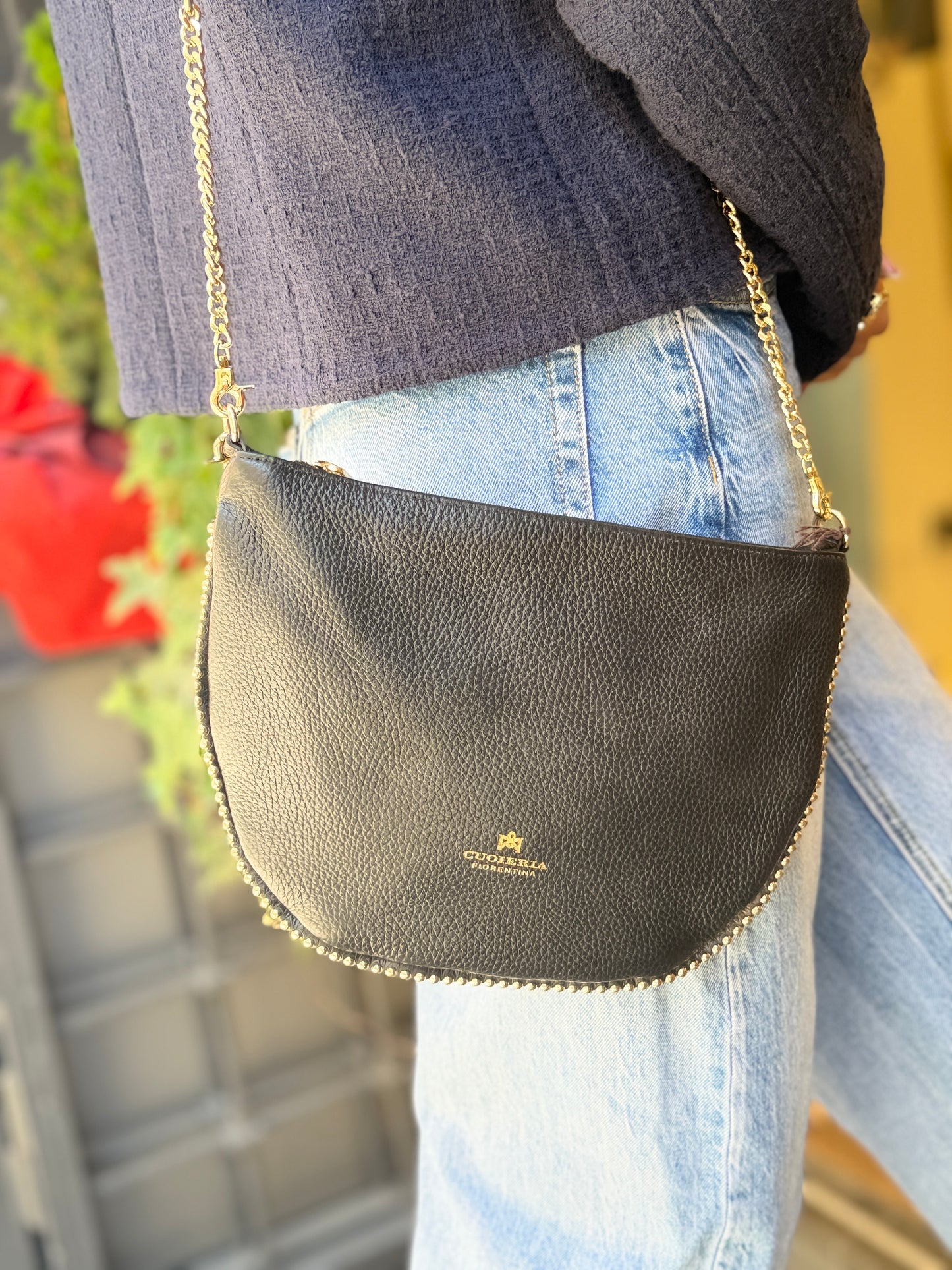 Cuoieria Fiorentina EMMA BOHO small Pouch con borchie NERA