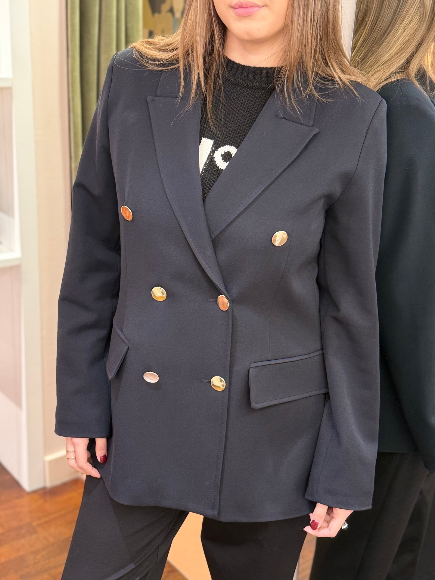 Tensione In Giacca NERO doppio petto con bottoni oro