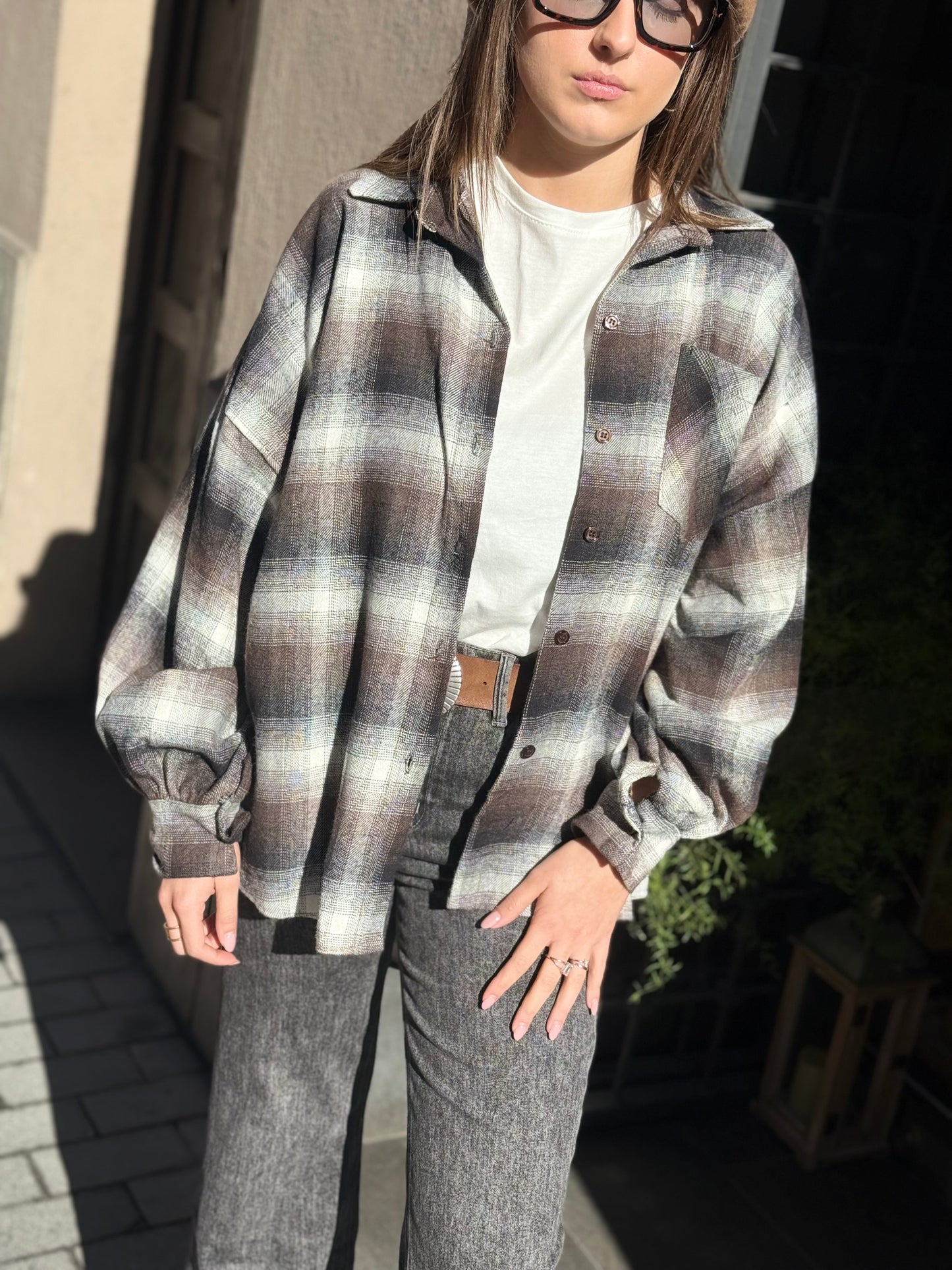 Camicia BRENDA check in flanella MORO/NERO