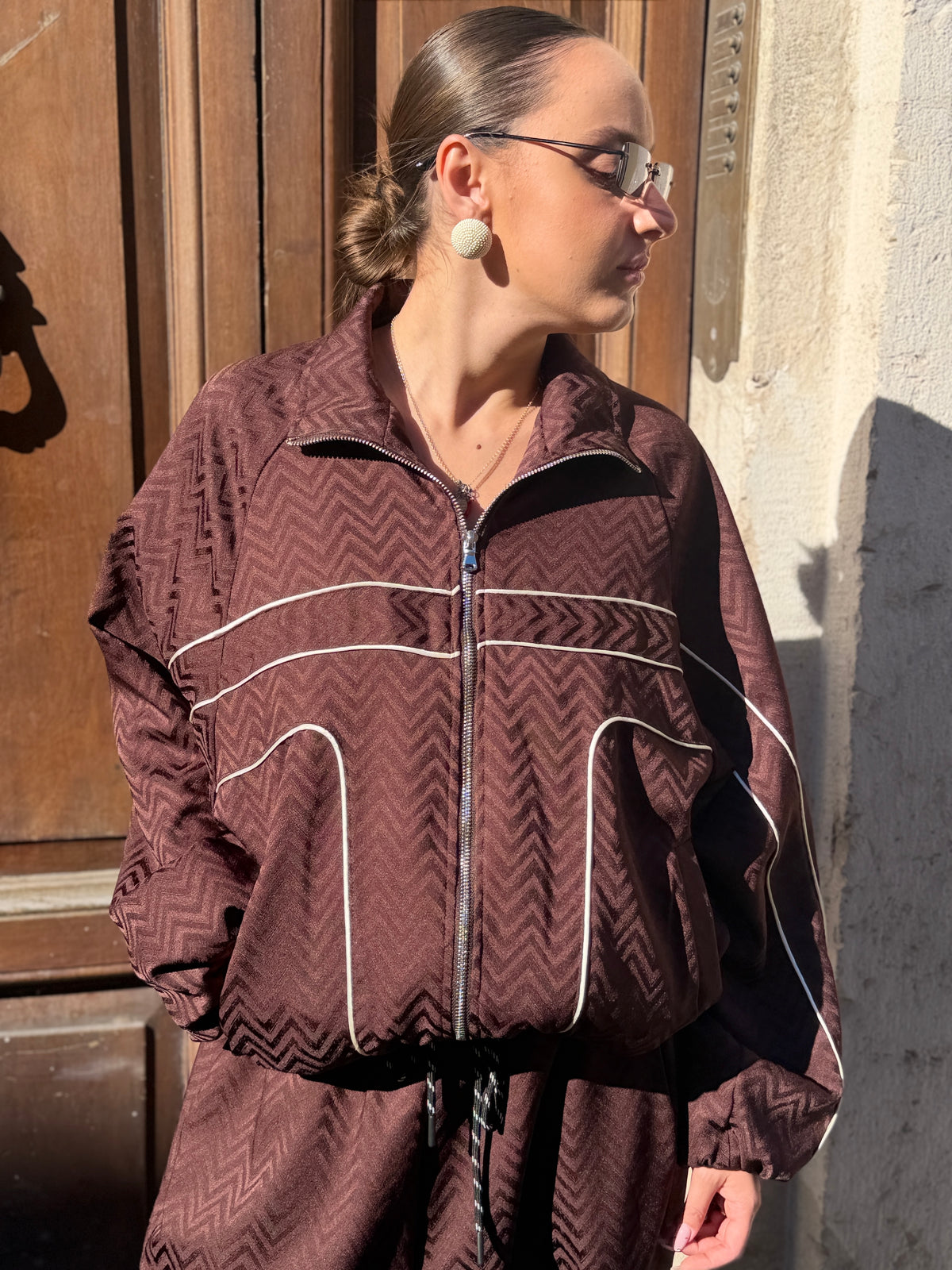 Felpa Bomber Sporty-Chic MORO