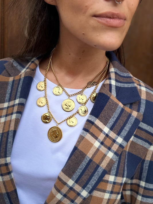 Collana doppia con monete oro