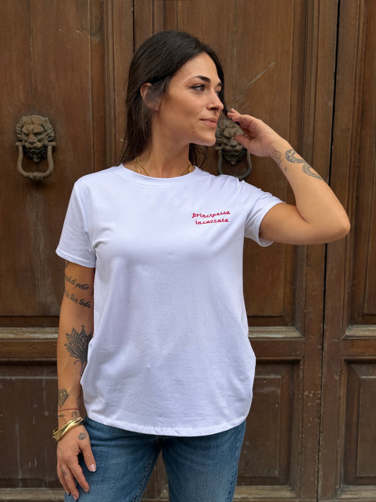 T-shirt bianca "PRINCIPESSA INCAZZATA"