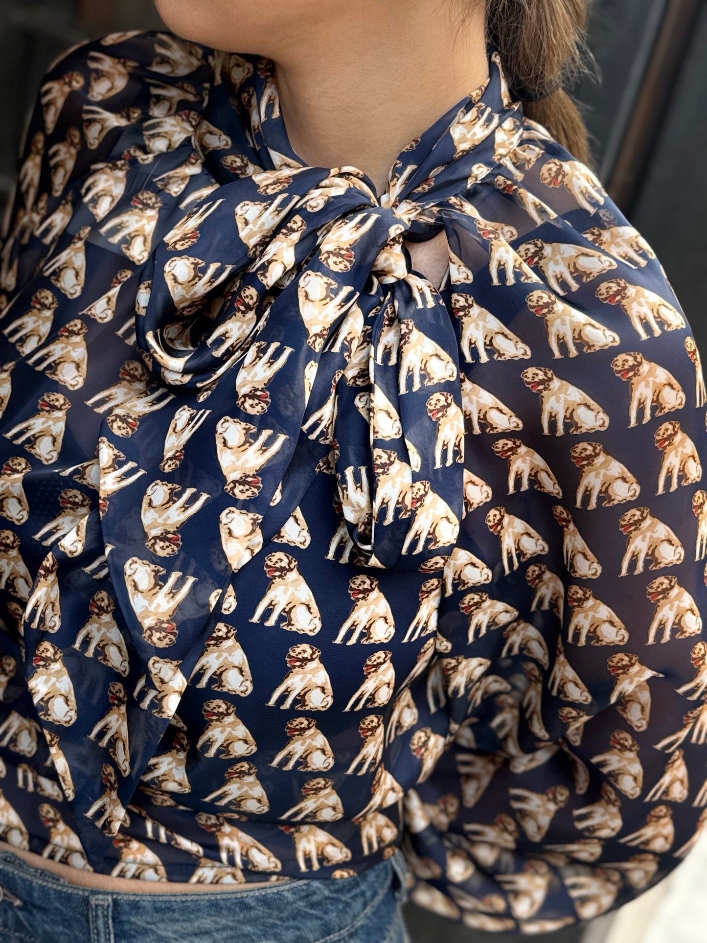 Tensione In Blusa stampa cani BLU