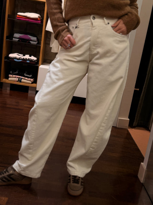 Tensione In Pantalone barrel velluto coste BURRO