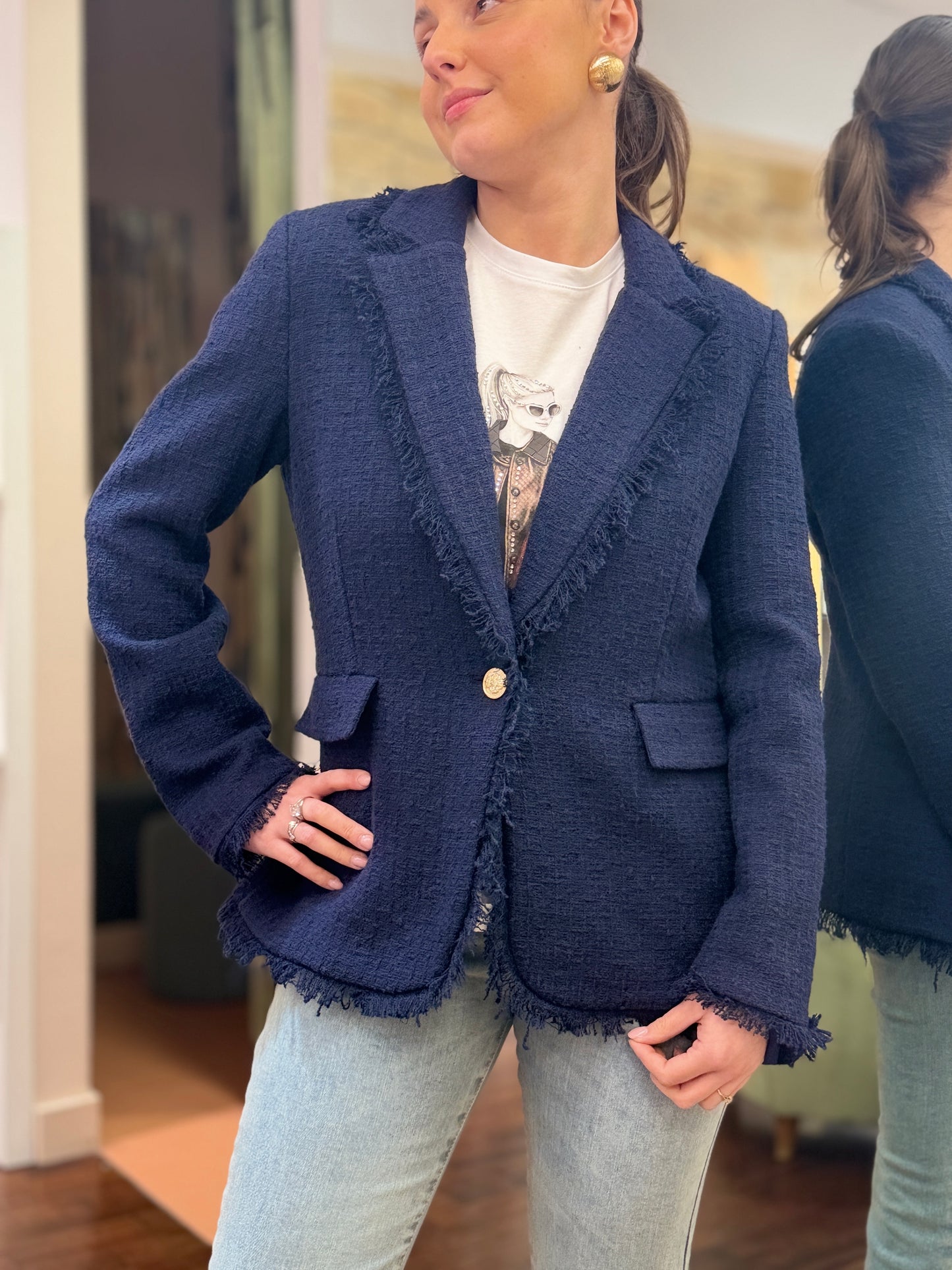 Tensione in Giacca Bouclè BLU