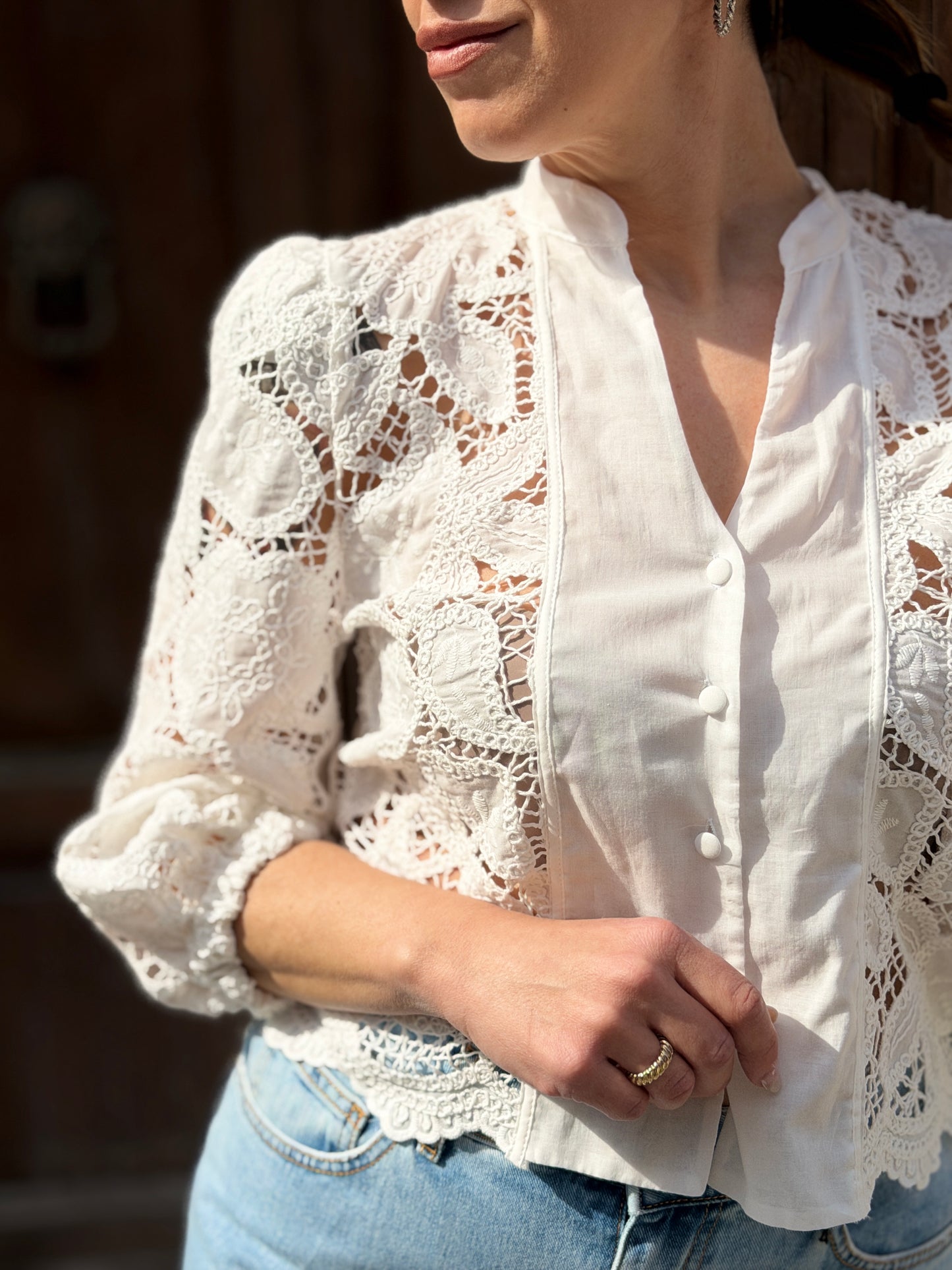 Tensione in Camicia macramè Bianca