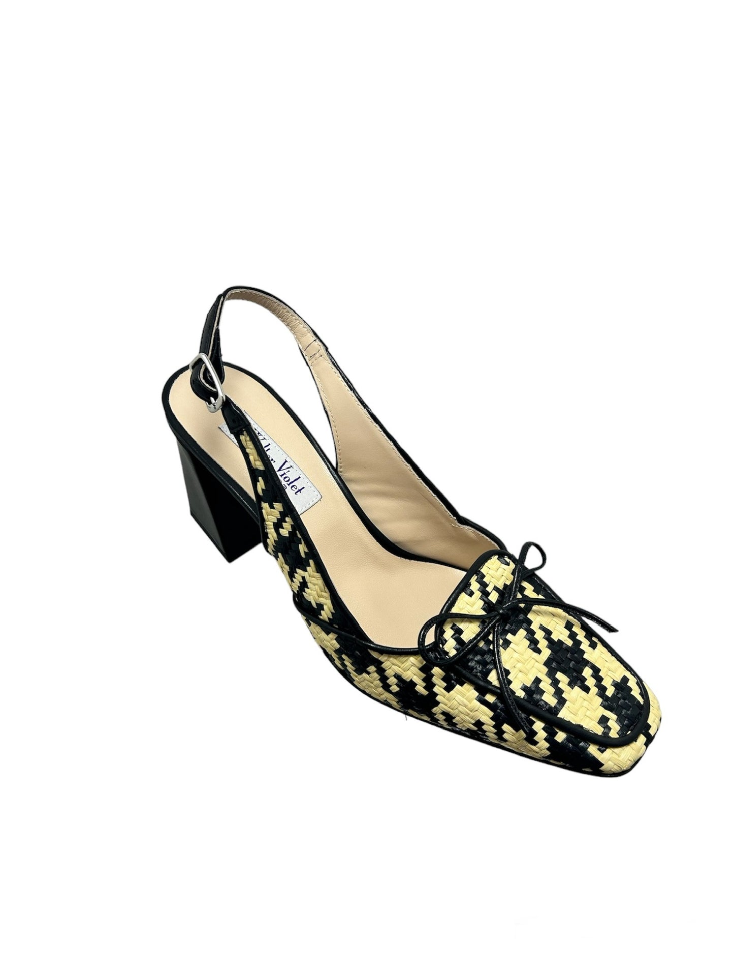 Walter Violet-Slingback Rafia scacco nero+ nappa nera