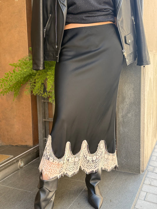 Gonna lingerie NERA con pizzo burro