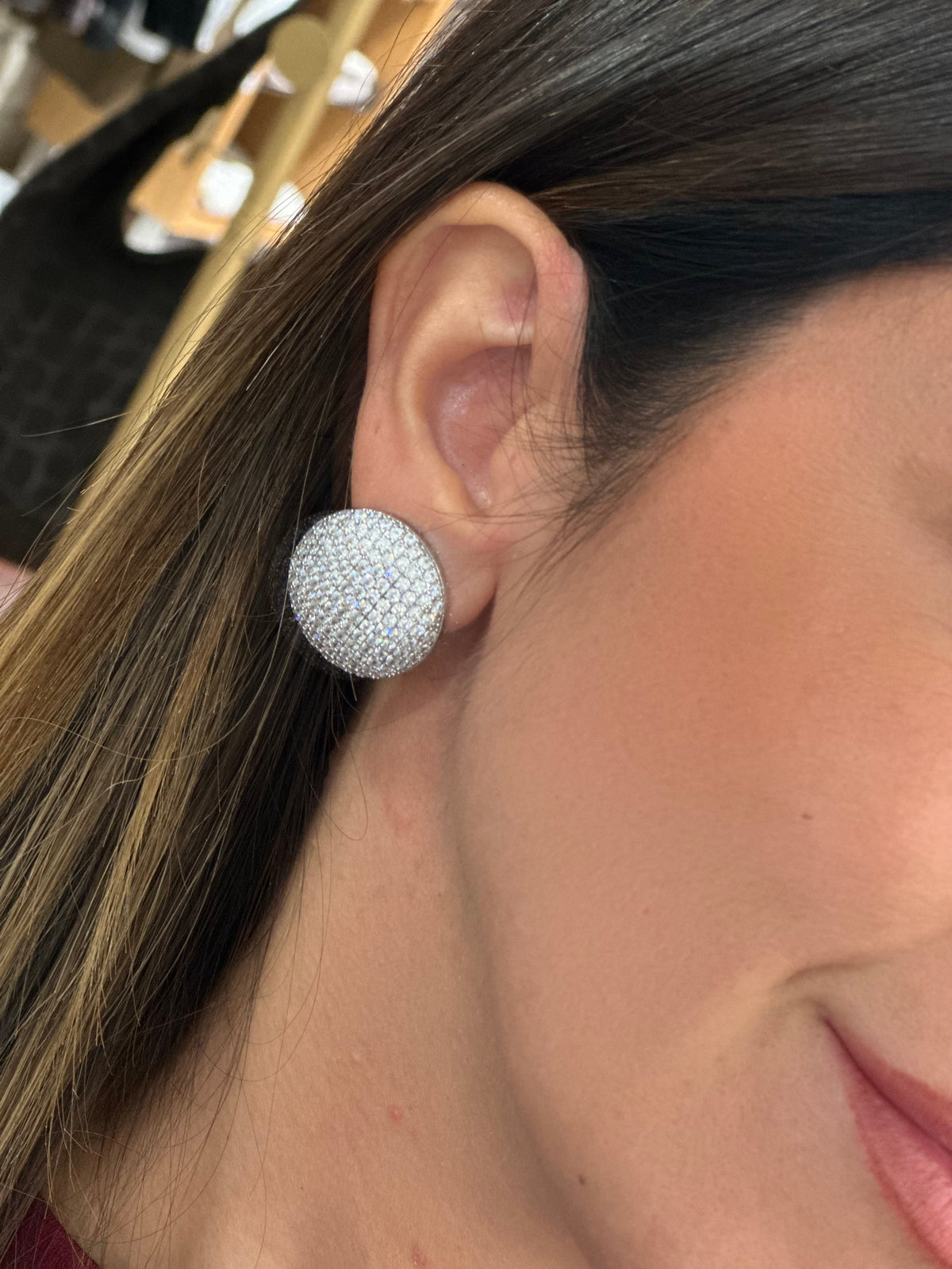 Orecchini bottoni strass ARGENTO