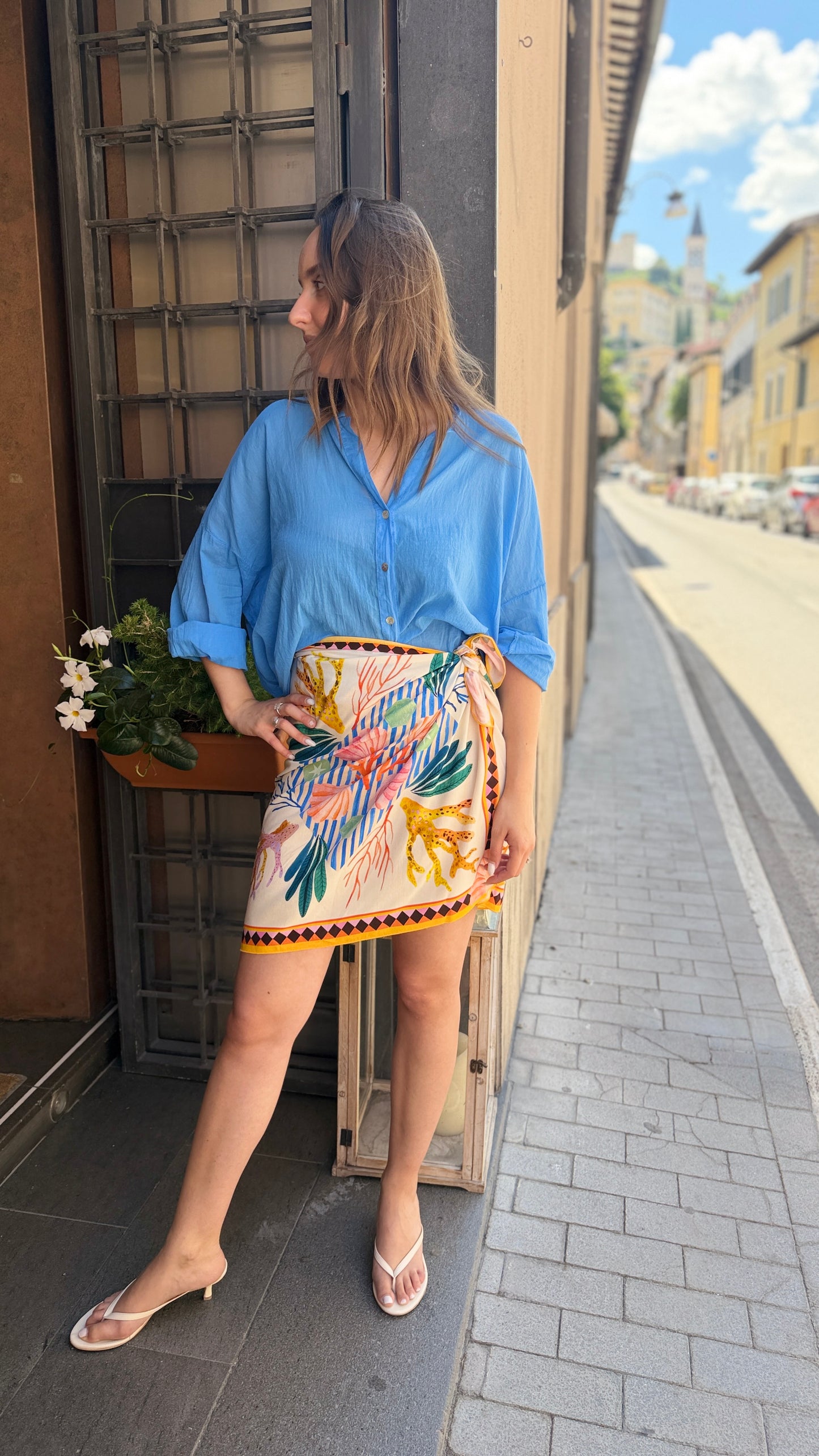 Tensione in Gonna corta foulard Bianco/blu