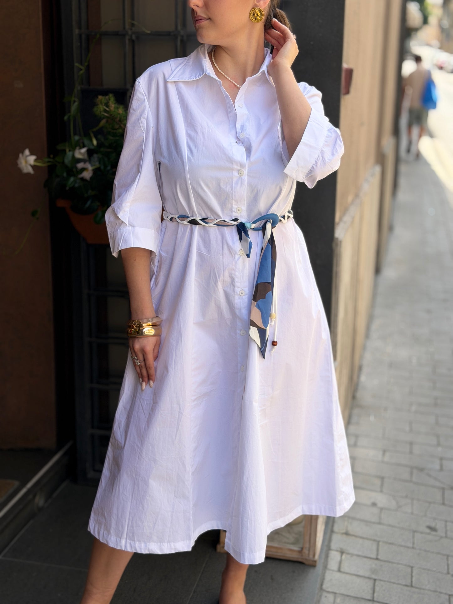 Abito camicia MILITARE E GESSO