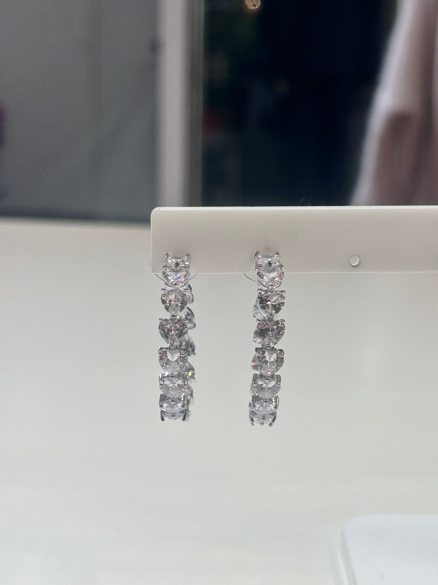 Orecchini semicerchi ARGENTO con strass a cuore