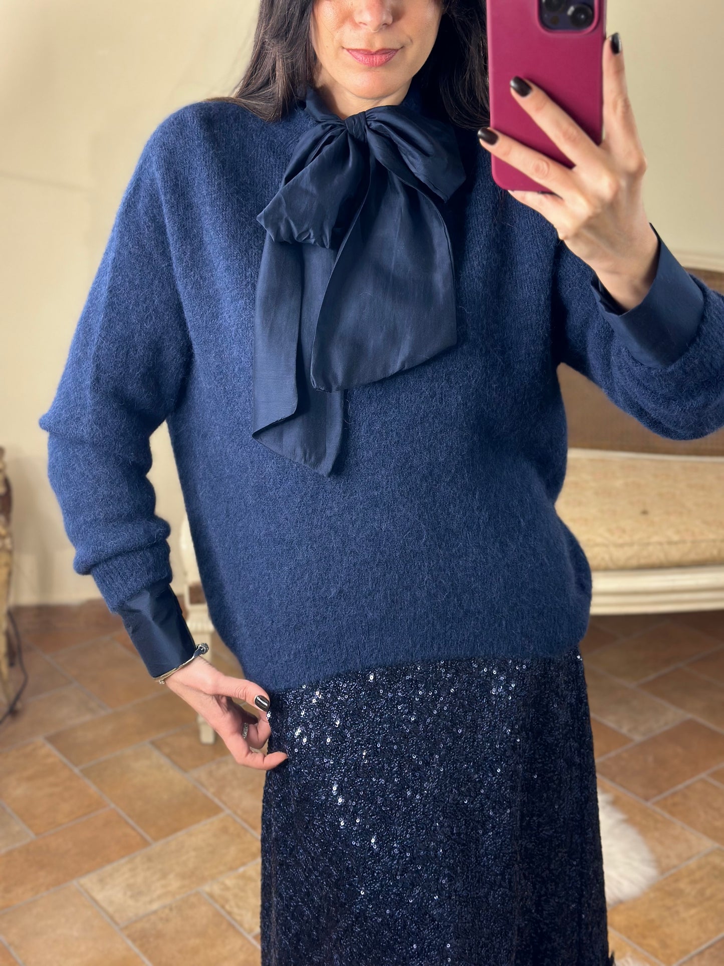 Maglia in baby alpaca BLU