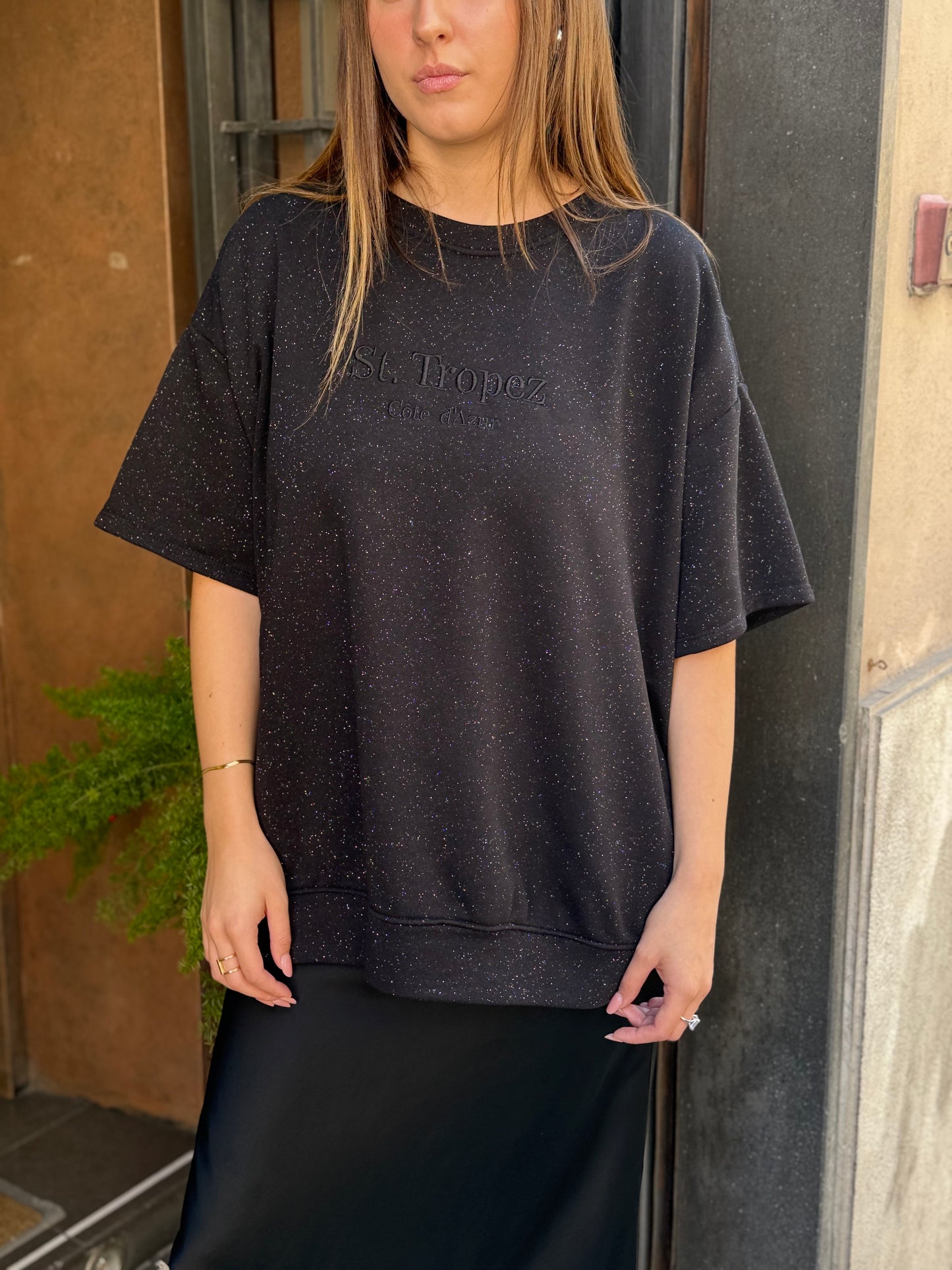 Felpa "SAINT-TROPEZ" glitter NERA