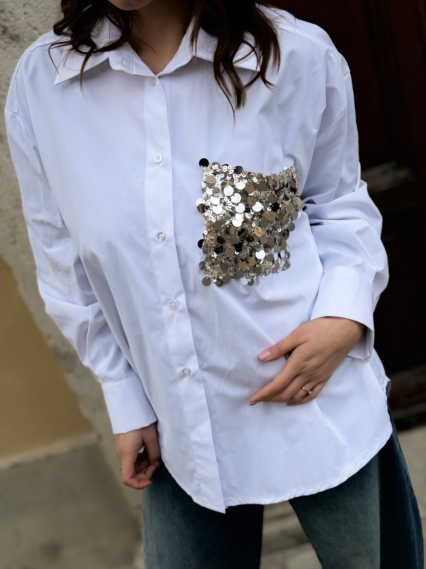 Tensione in Camicia taschino paillettes