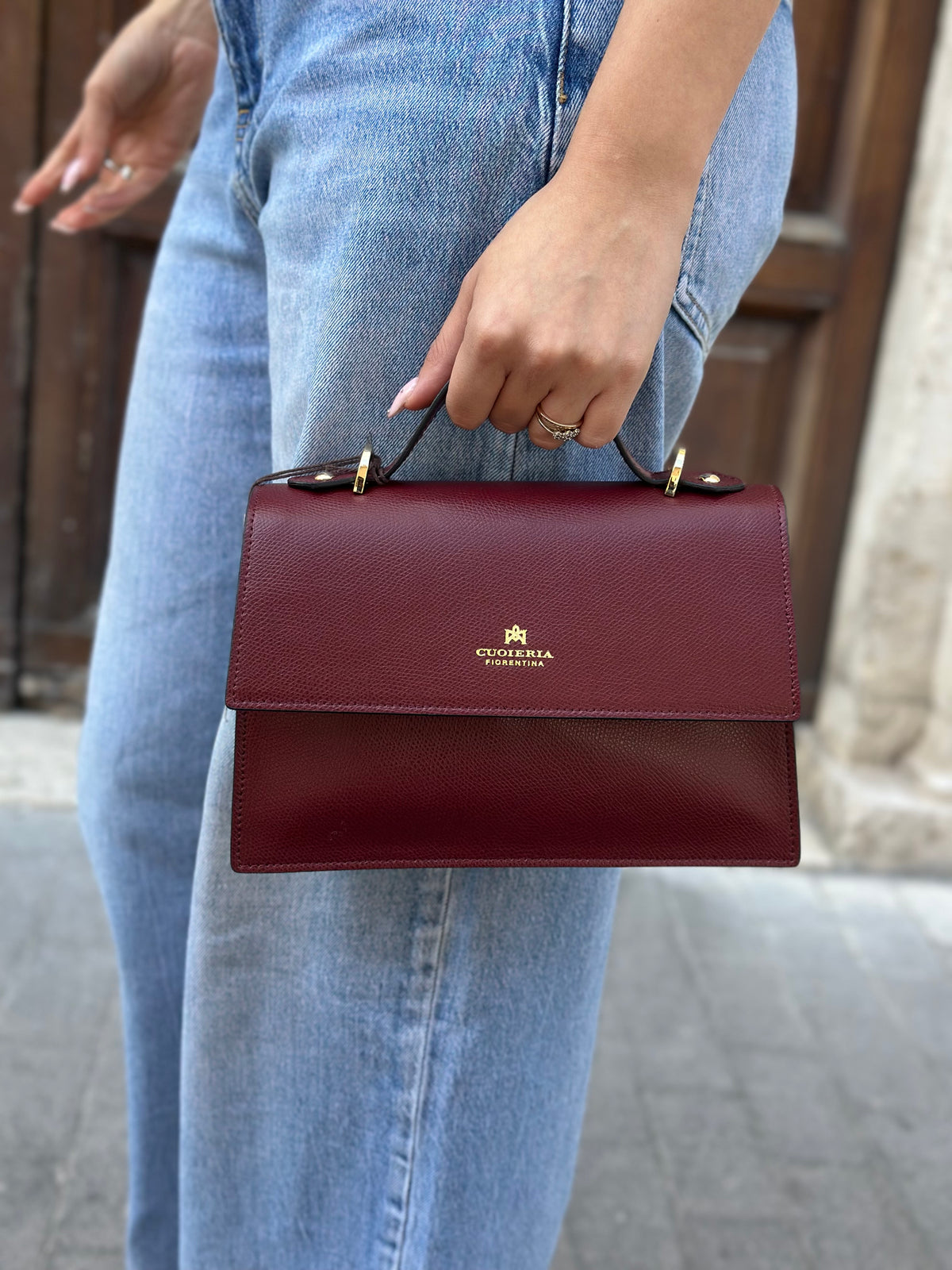 Cuoieria Fiorentina BEAUTY SMALL FLAP BAG BORDEAUX