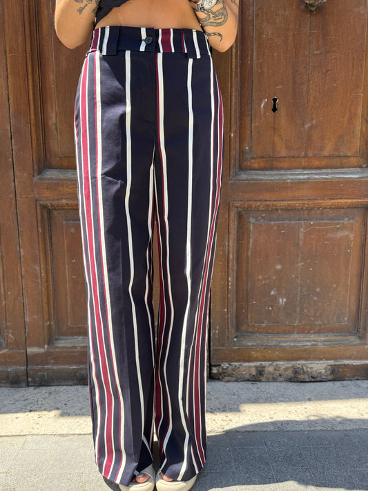 Tensione in Pantalone riga verticale Blu/bianco/bordeaux