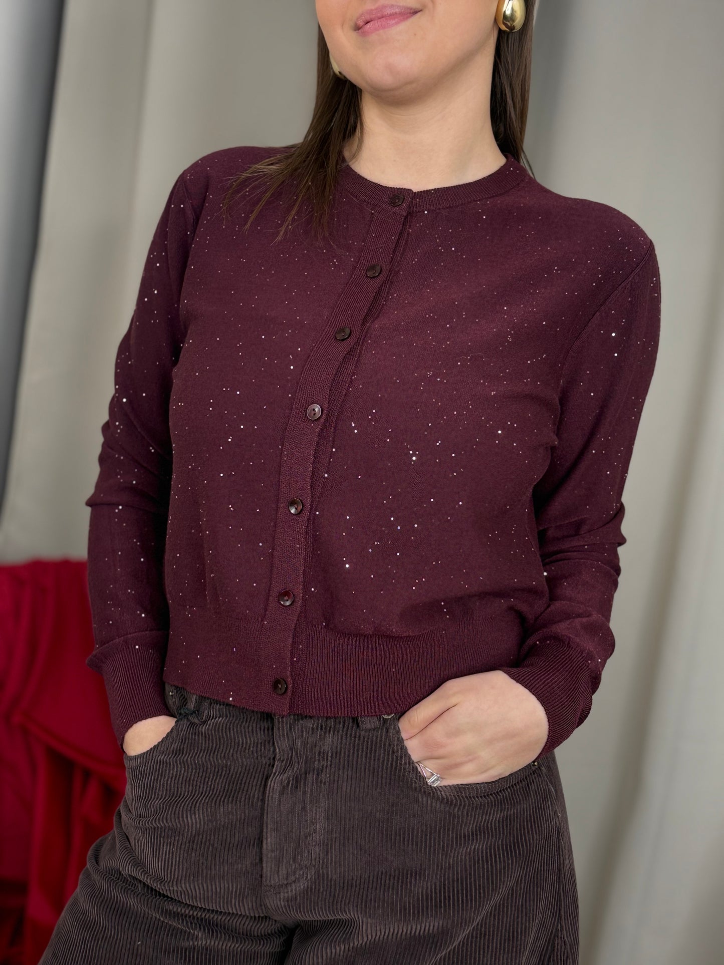 Cardigan in viscosa con micro paillettes (disponibile in più colori)