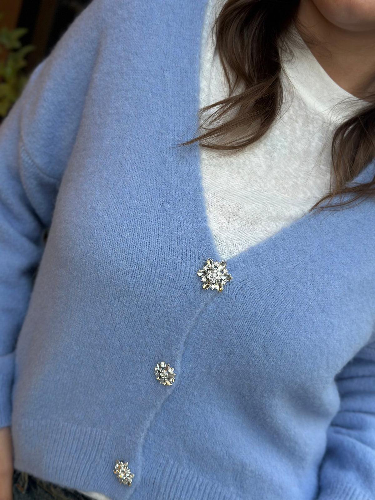Cardigan alpaca con bottone gioiello (disp.in più colori)
